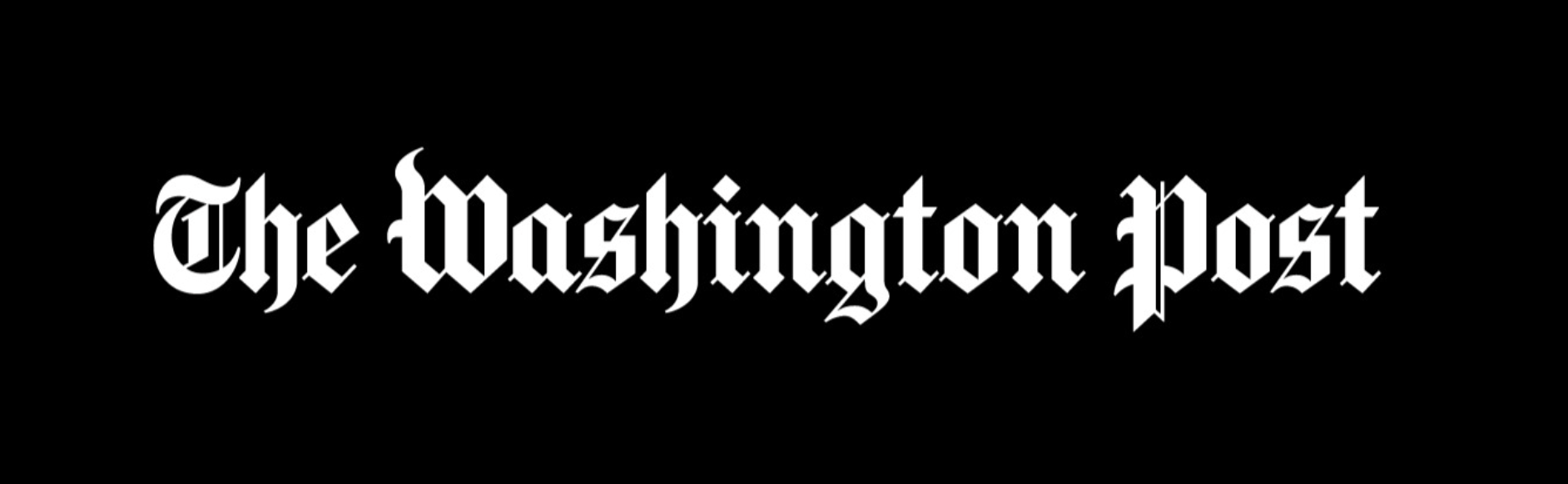The Washington Post logo with white text on a black background.
