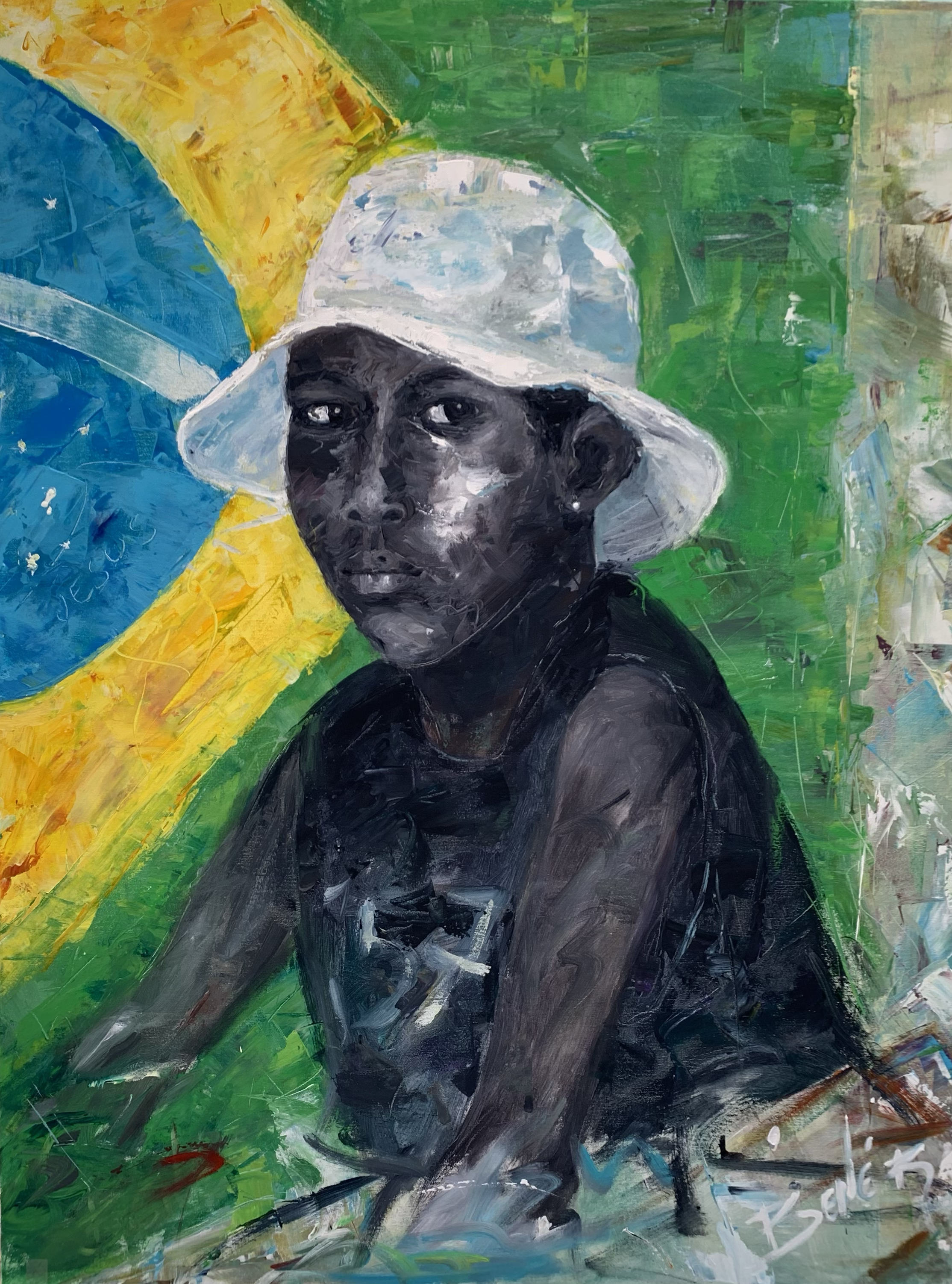"Fisher of Illusions" 2023, acrylic on canvas 100x90cm