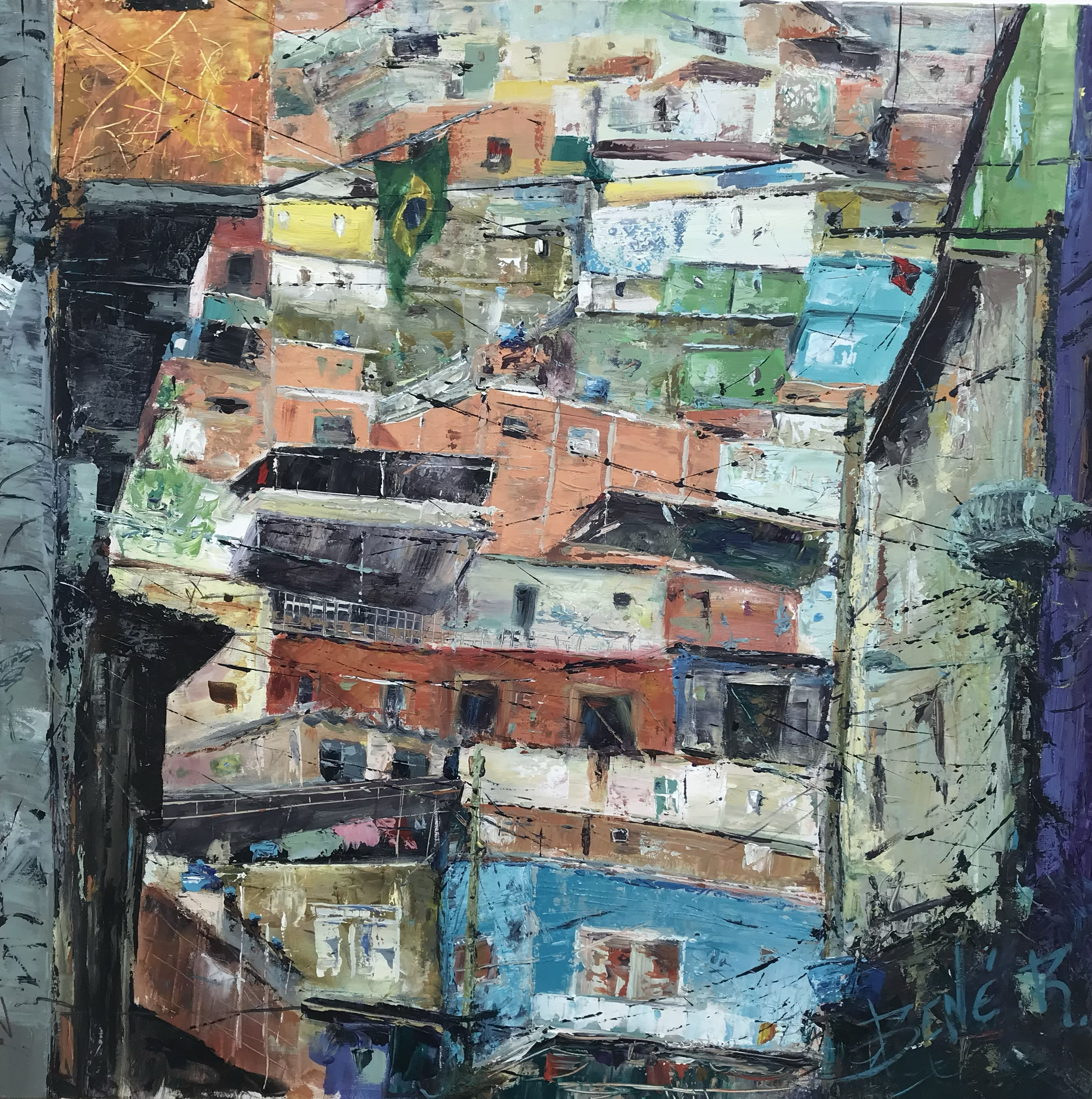 "Favela" 2023, acrylic on canvas 100x100cm