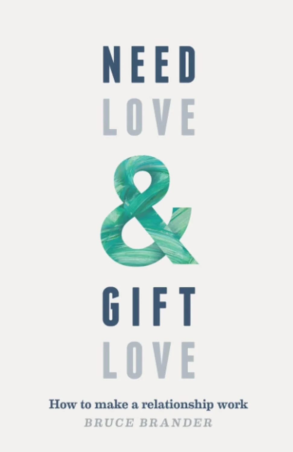 Book cover titled 'Need Love & Gift Love'. Subtext reads 'How to make a relationship work' by Bruce Brander.