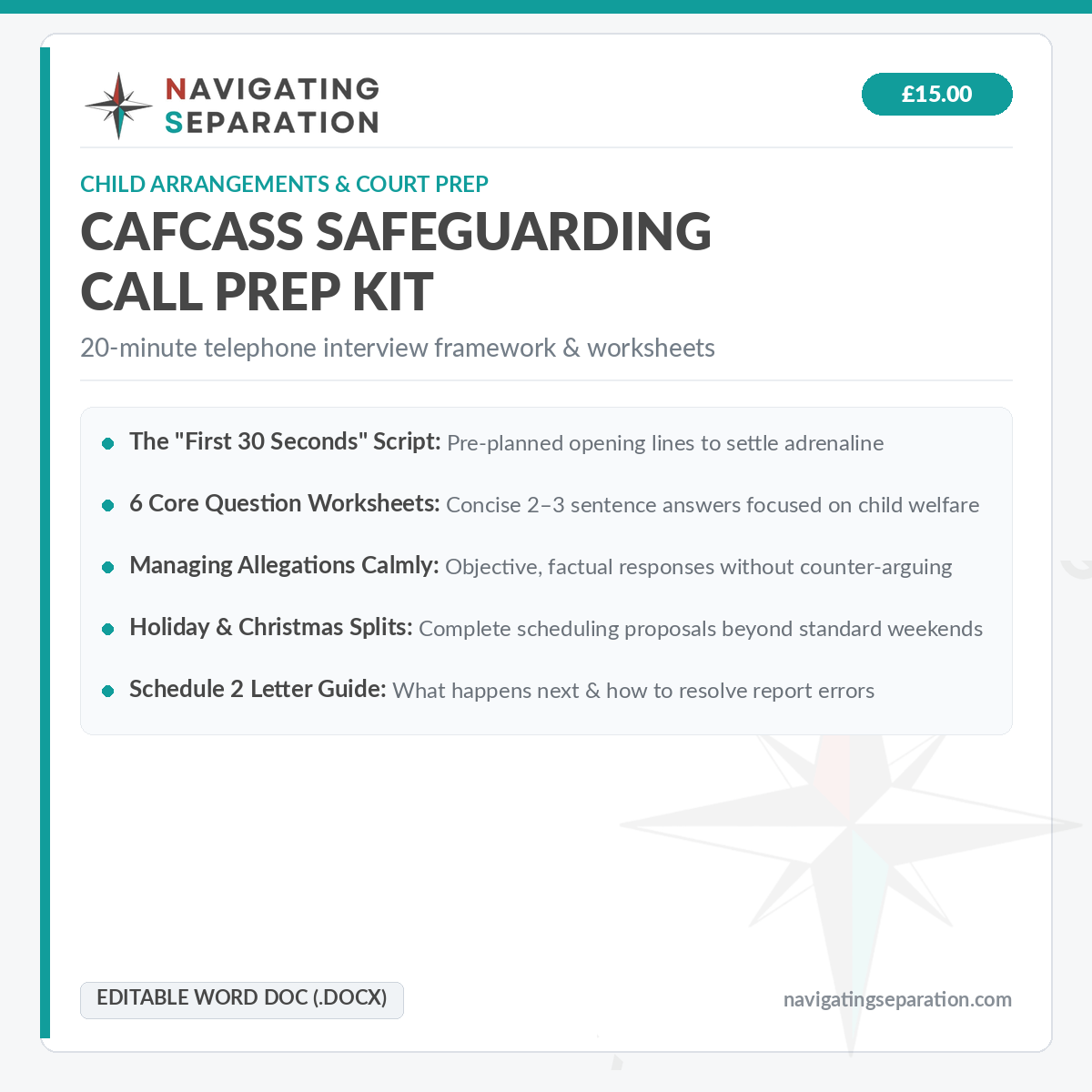Cafcass Safeguarding Call Prep Kit