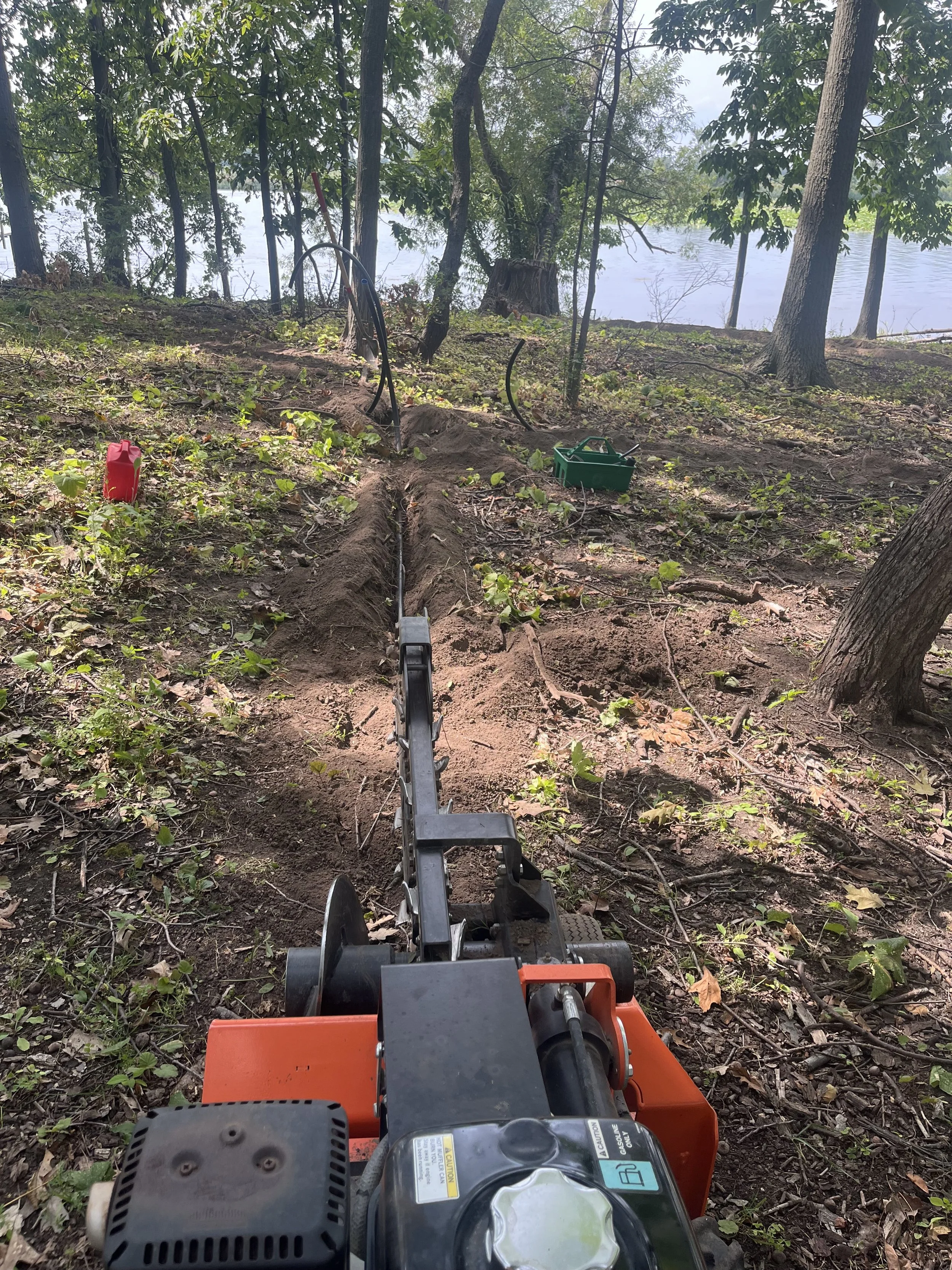 Trencher on an irrigation project job site