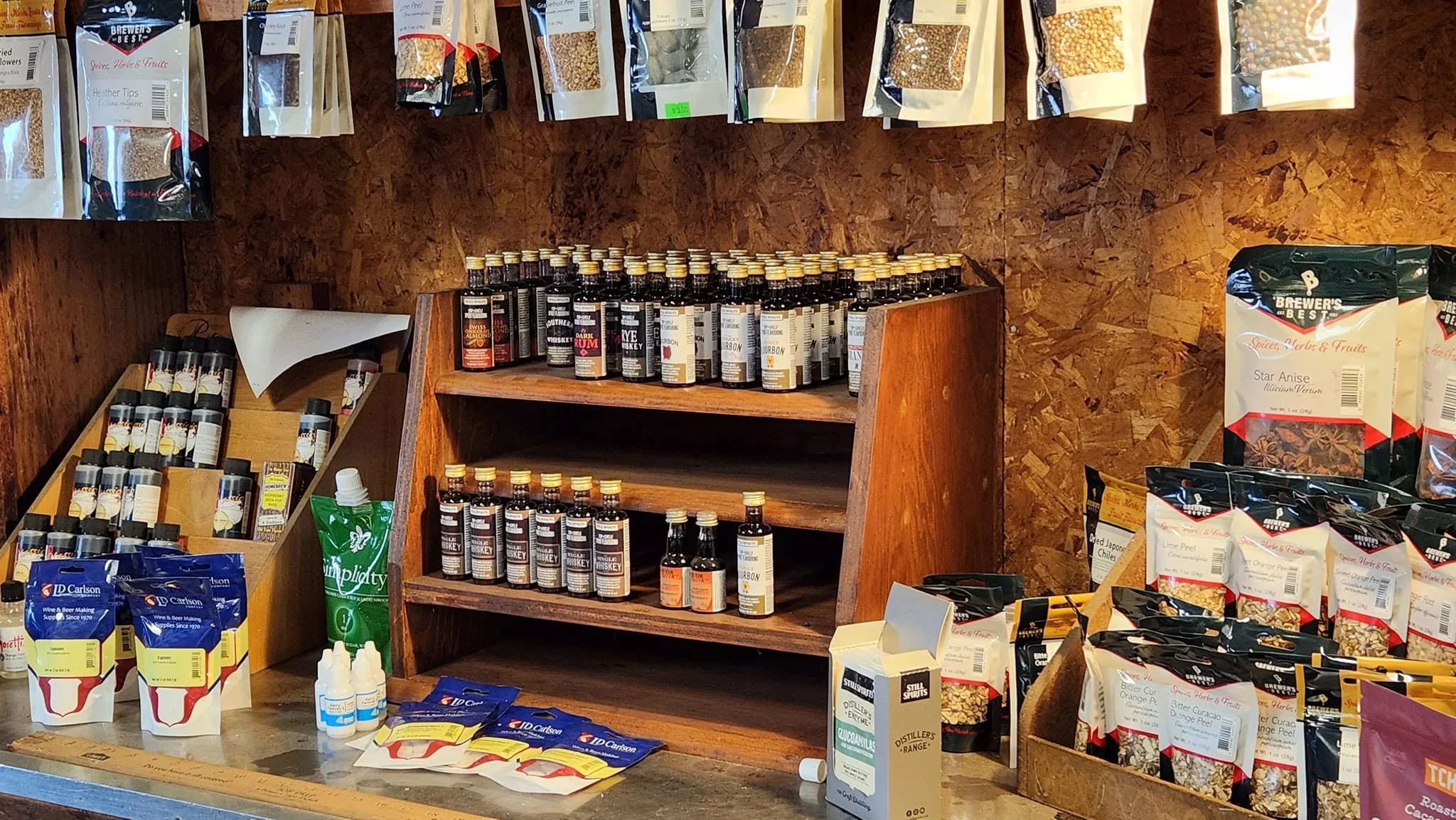 Imported Italian pantry goods and winemaking supplies on Pantano's shelves