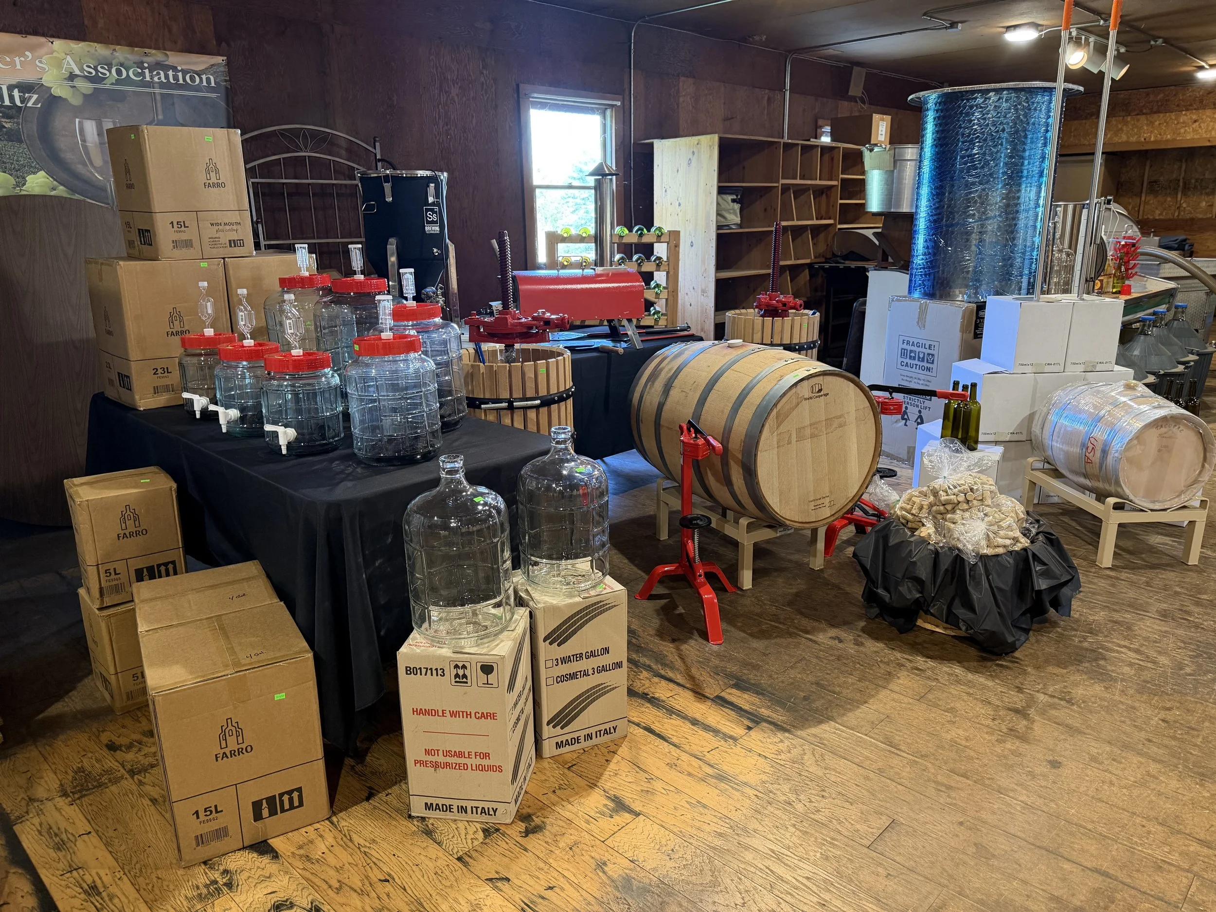 Winemaking and homebrew supplies inside Pantano's Wine Grapes in New Paltz