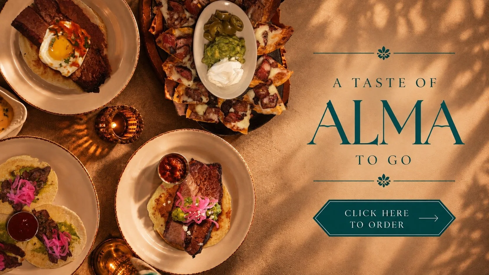 To Go ordering for Alma Fajita and Ritas in the Houston Heights where they sell Tex-Mex, Mexican food including Fajitas and To Go margaritas. 
