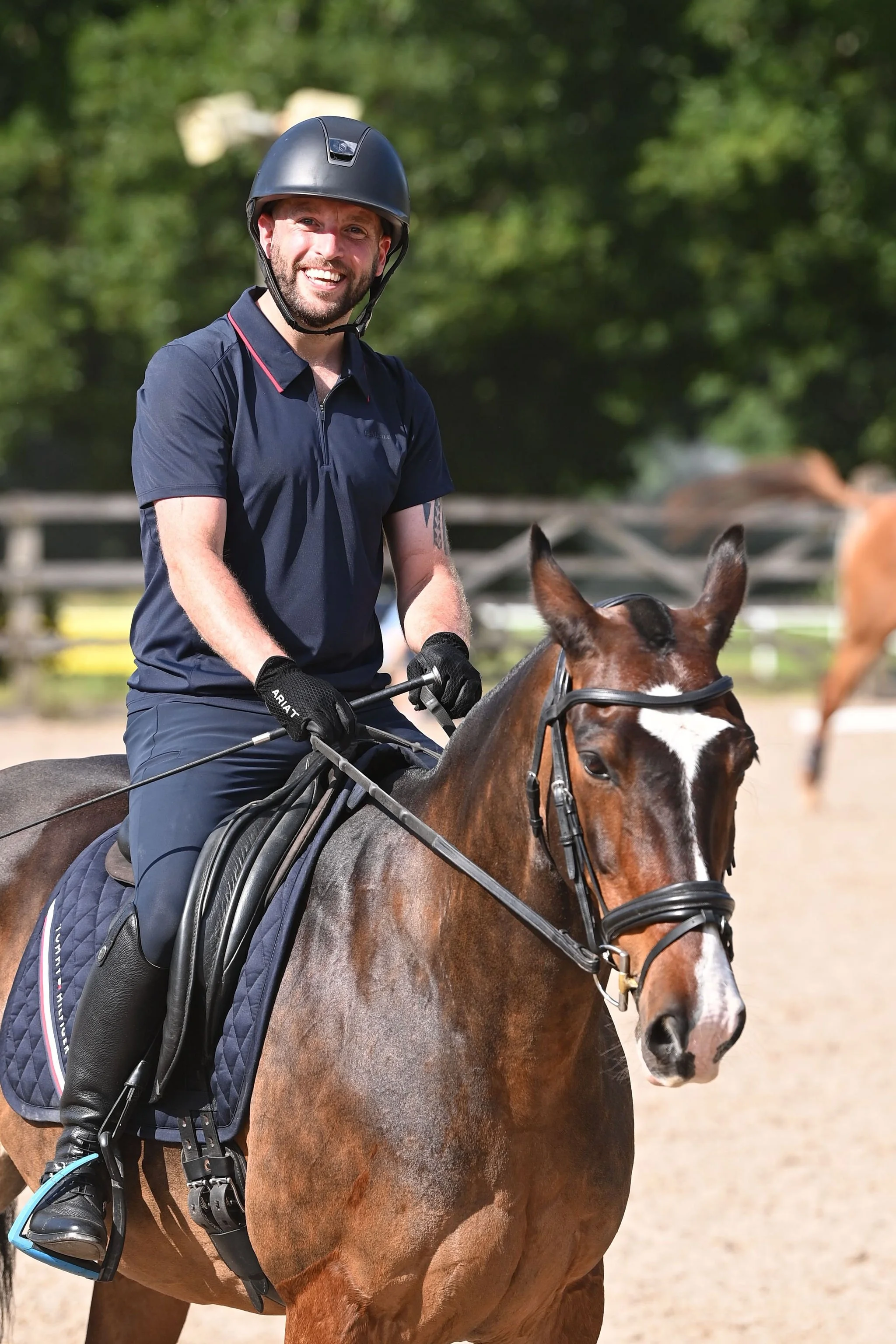 Martin Fitzwater with lots to smile about, after a great lesson on his horse, Marley