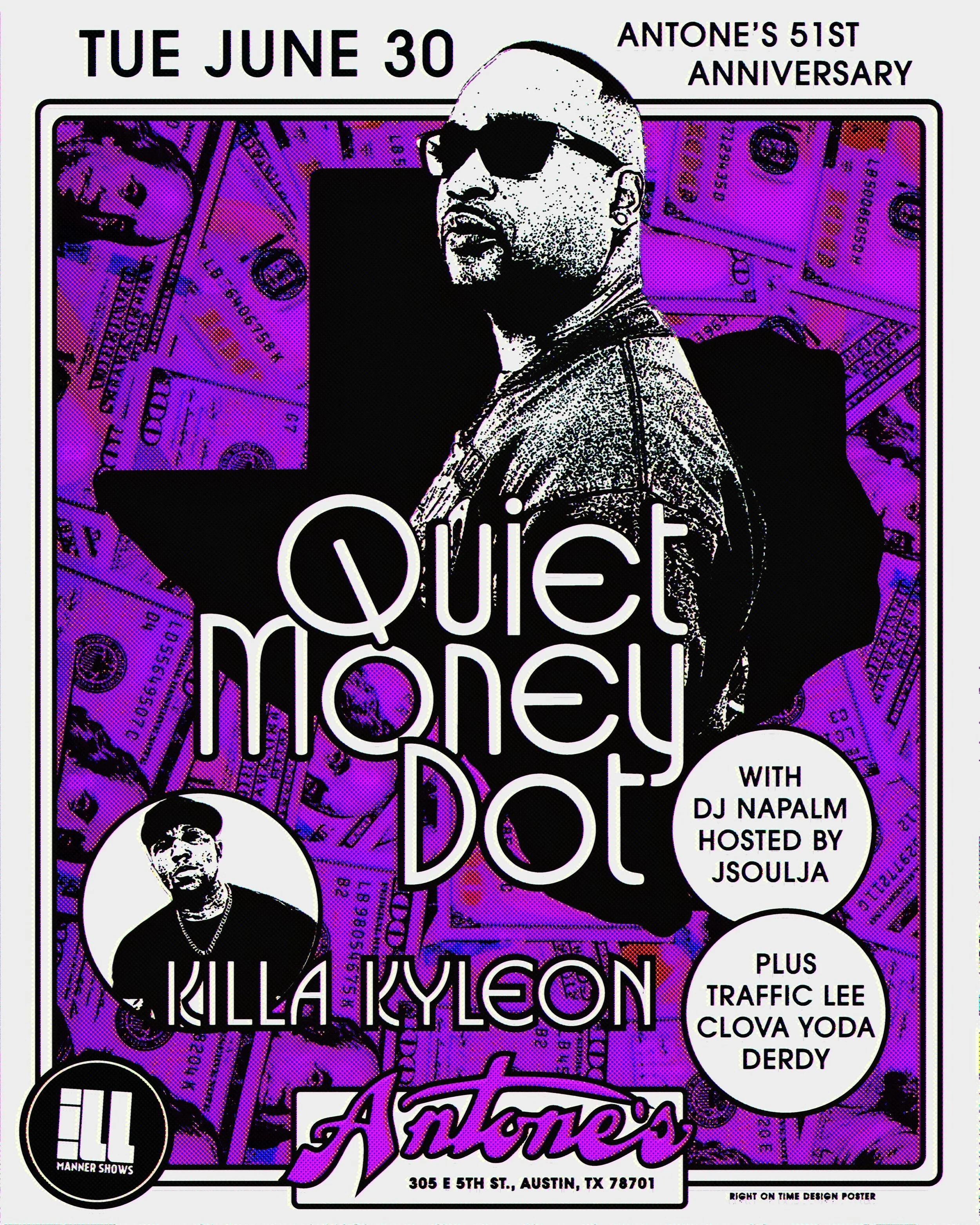 Antone&rsquo;s 51st Anniversary! @dot_quietmoney @killathegoatkyleon presented by @illmanner_shows #gigposter #graphicdesign #halftone
