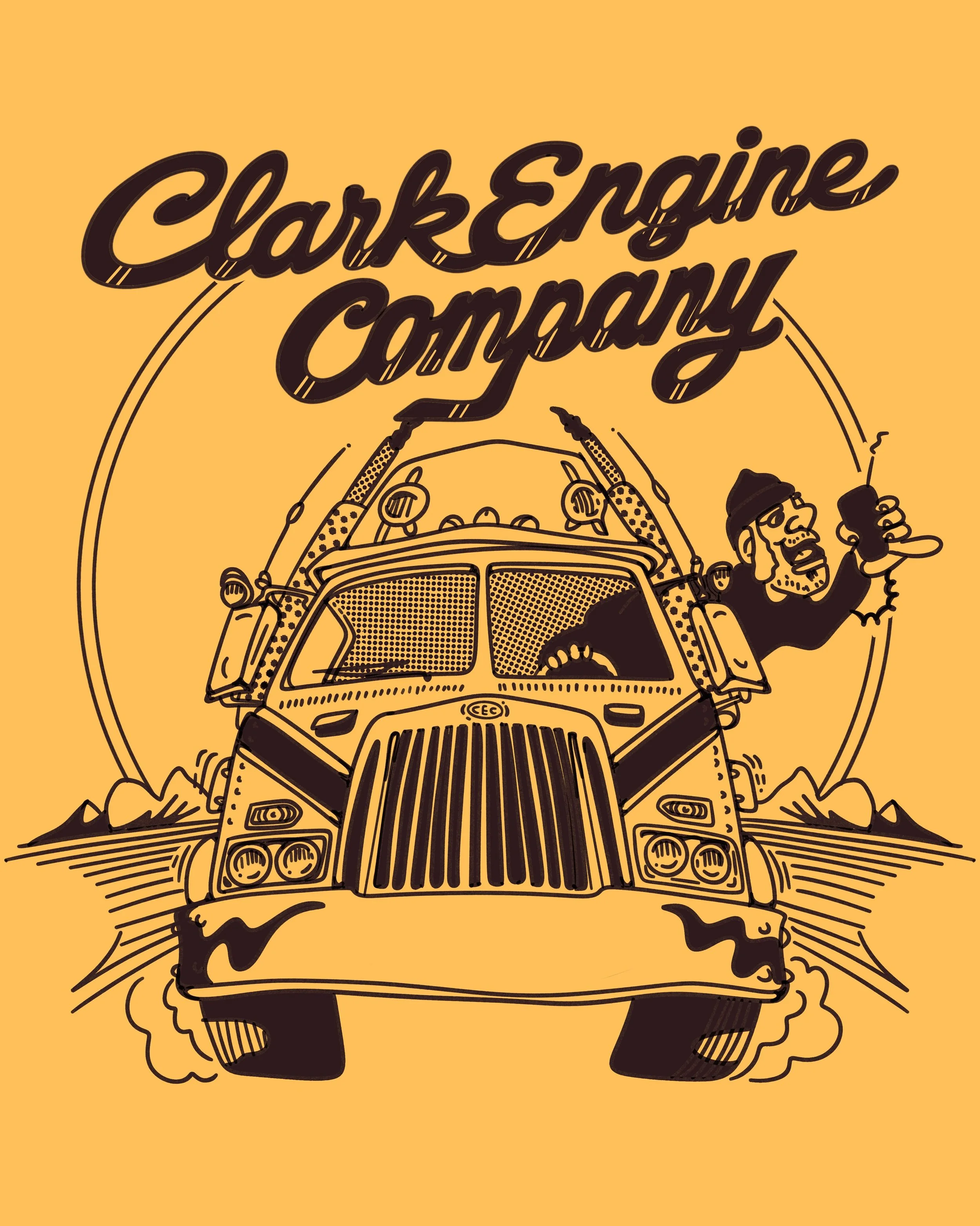 Here&rsquo;s a tshirt and tour poster design for @clark.engineco. He&rsquo;s got a new record out and y&rsquo;all should go check it out. #country #trucks #illustration #gigposter