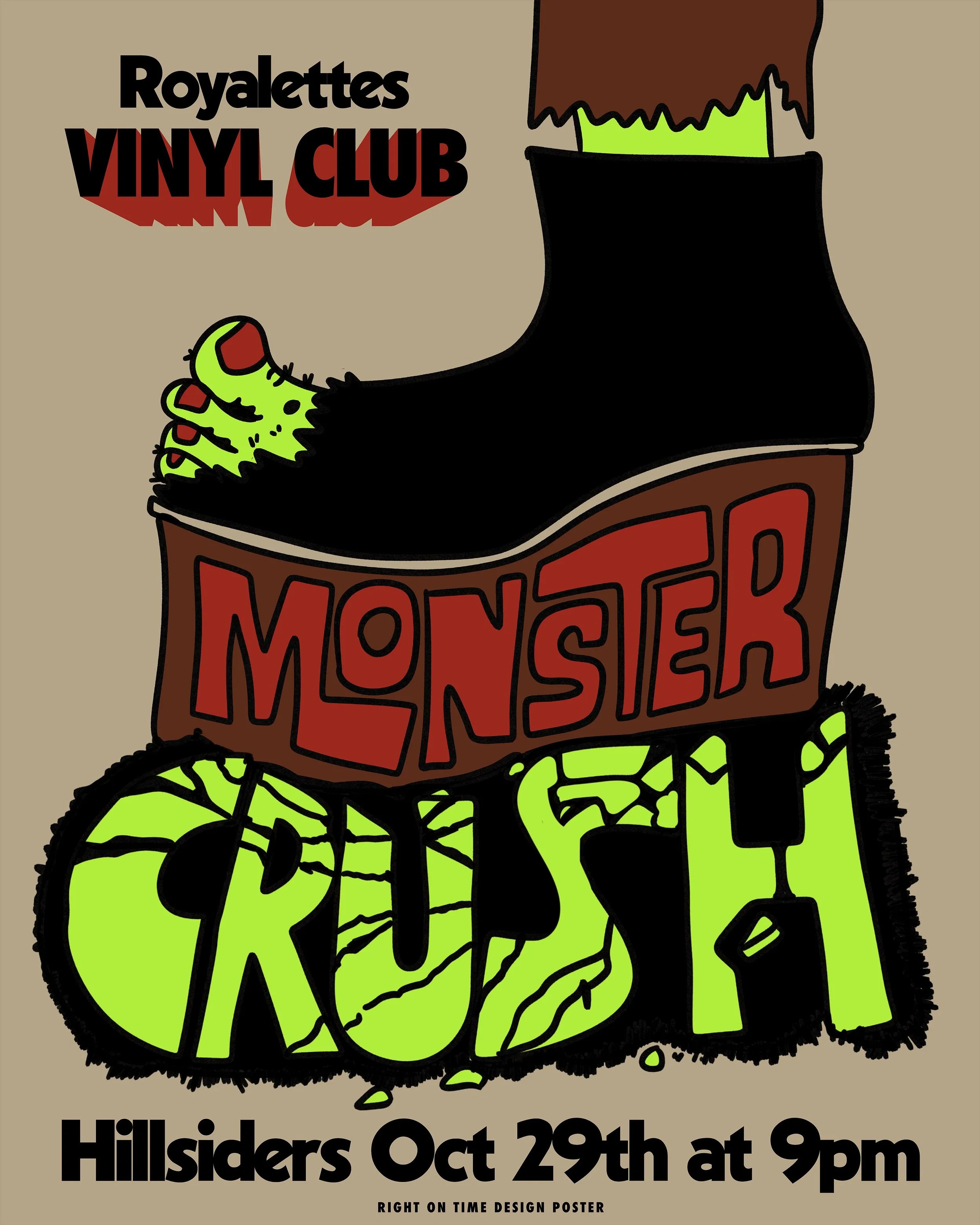 MONSTER CRUSH w/ @royalettesvc at @hillsiderskck #illustration #gigposter #monster #glam