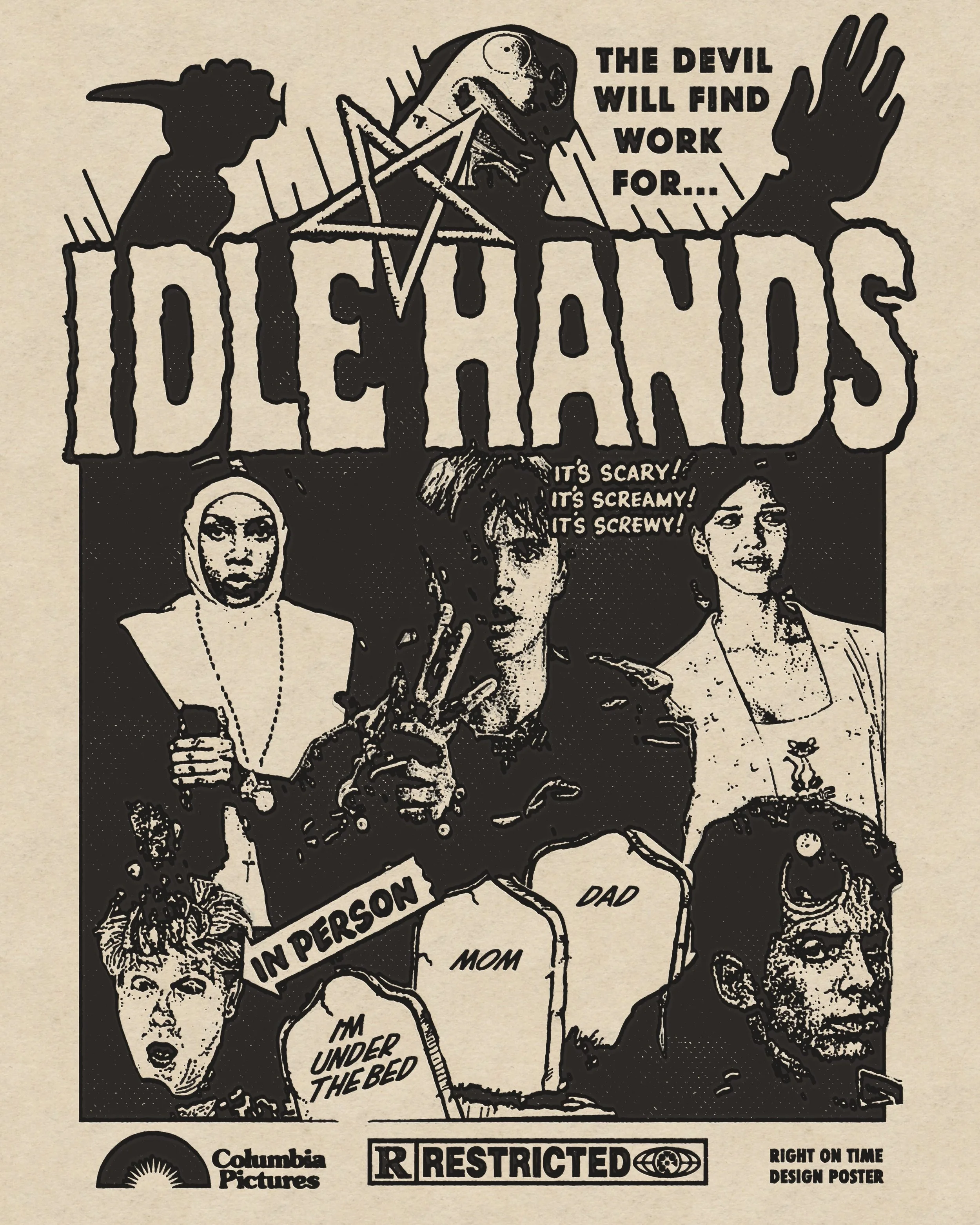 14 of 31 &bull; IDLE HANDS &bull; in the style of spook show cards #idlehands #filmposter #bootleg #horror #comedy
