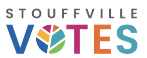 Stouffville Votes logo with colorful stylized 'O' and bold text
