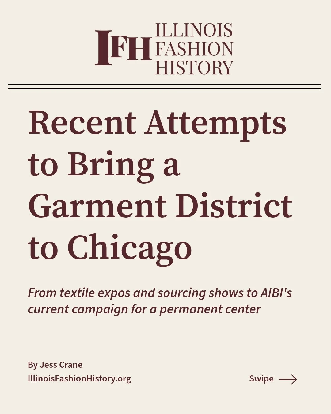 Chicago has been building toward a garment district for years through fabric shows, sourcing events, educational programming, and industry networking.

My latest Illinois Fashion History article looks at the Chicago Textile Expo, DG Expo at the Palme