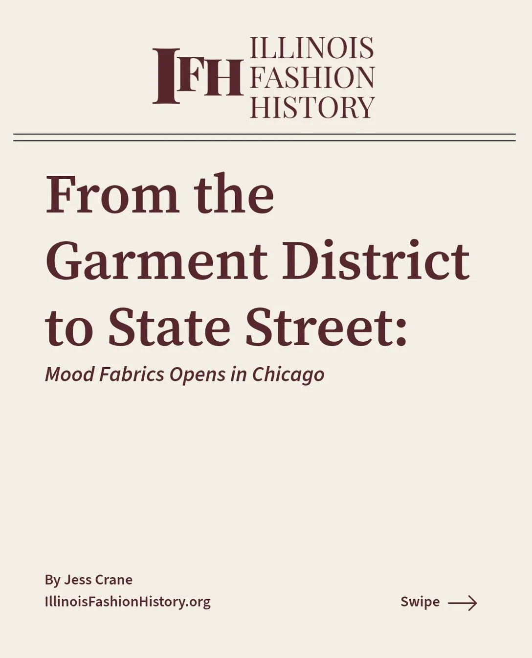 Mood Fabrics&rsquo; new Chicago showroom brings a familiar New York fashion-industry name to State Street.
My latest Illinois Fashion History article looks at Mood&rsquo;s September opening celebration, its new showroom concept, and the mix of design