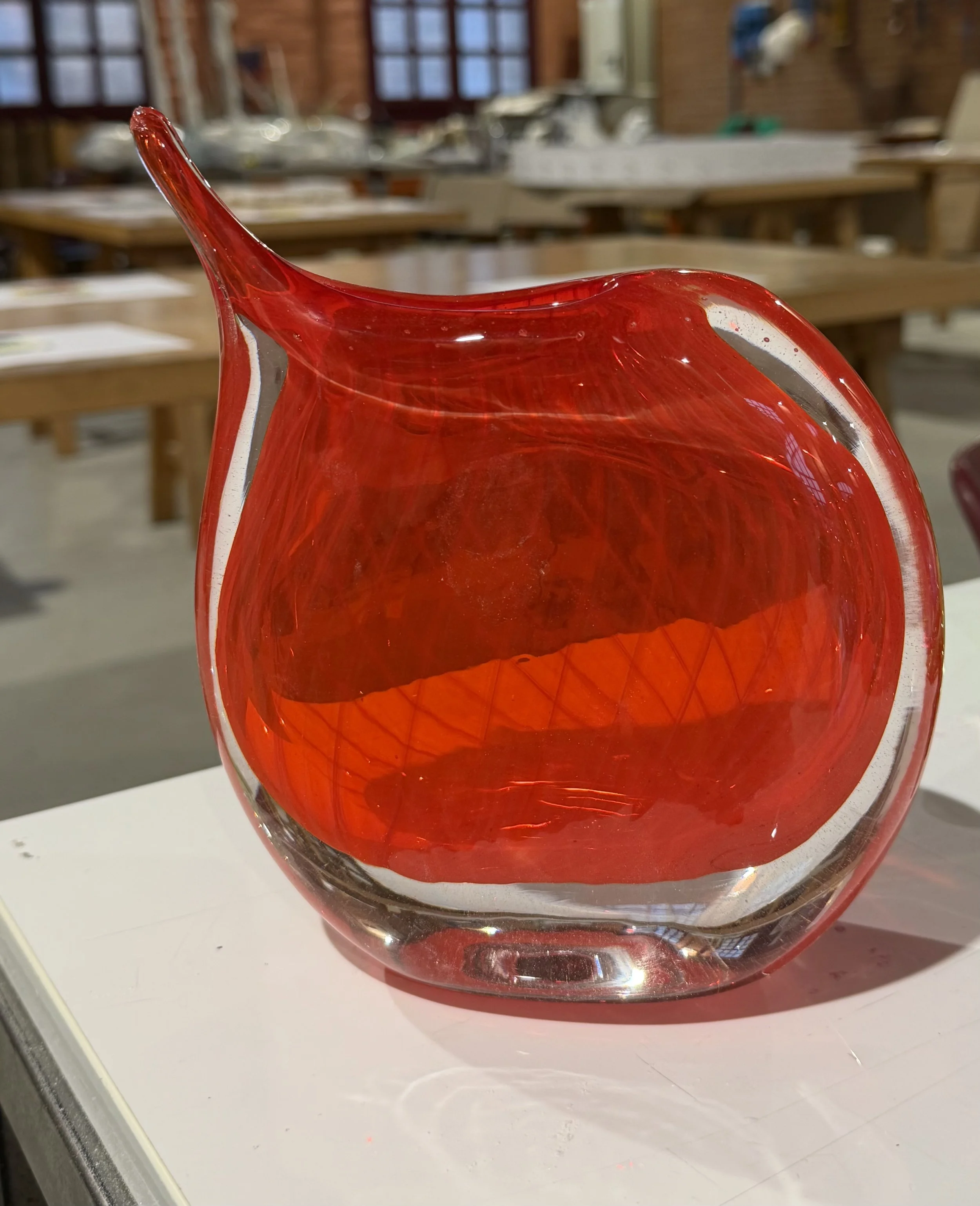 Handblown glass vase, sold.