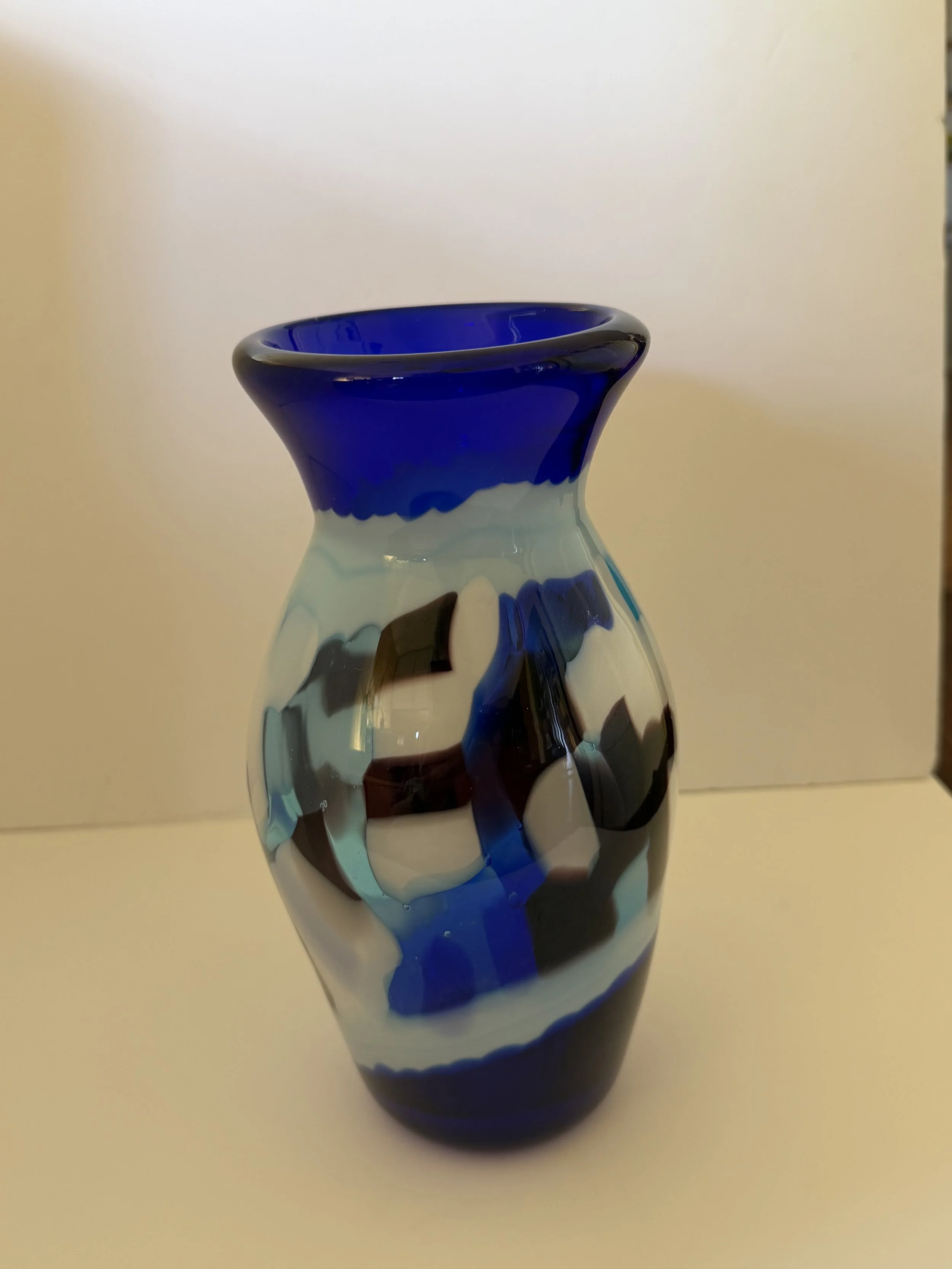 Transparent blue with patchwork midsection