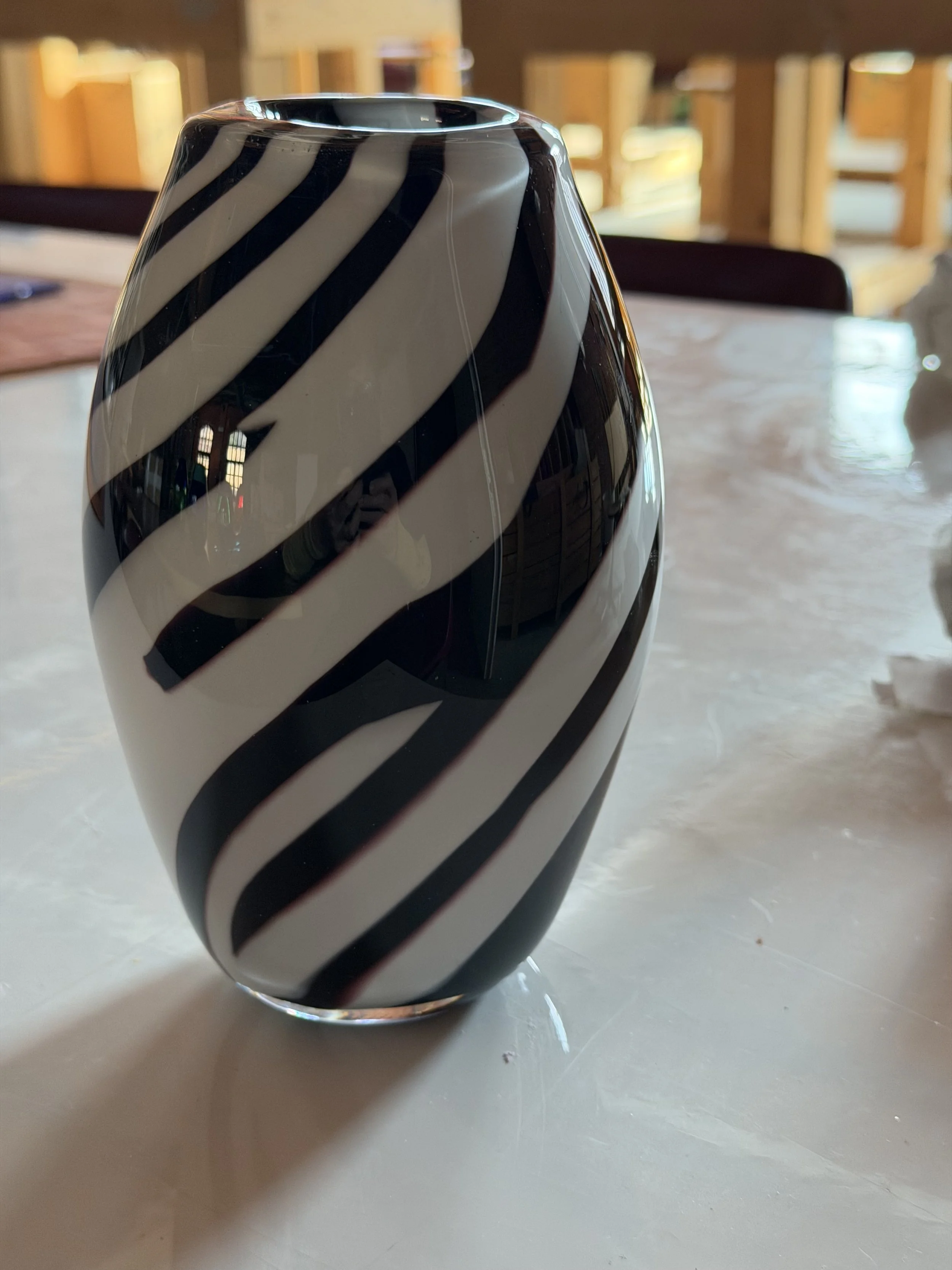 Handblown glass vase known as The Zebra, Private Collection: Georgia.