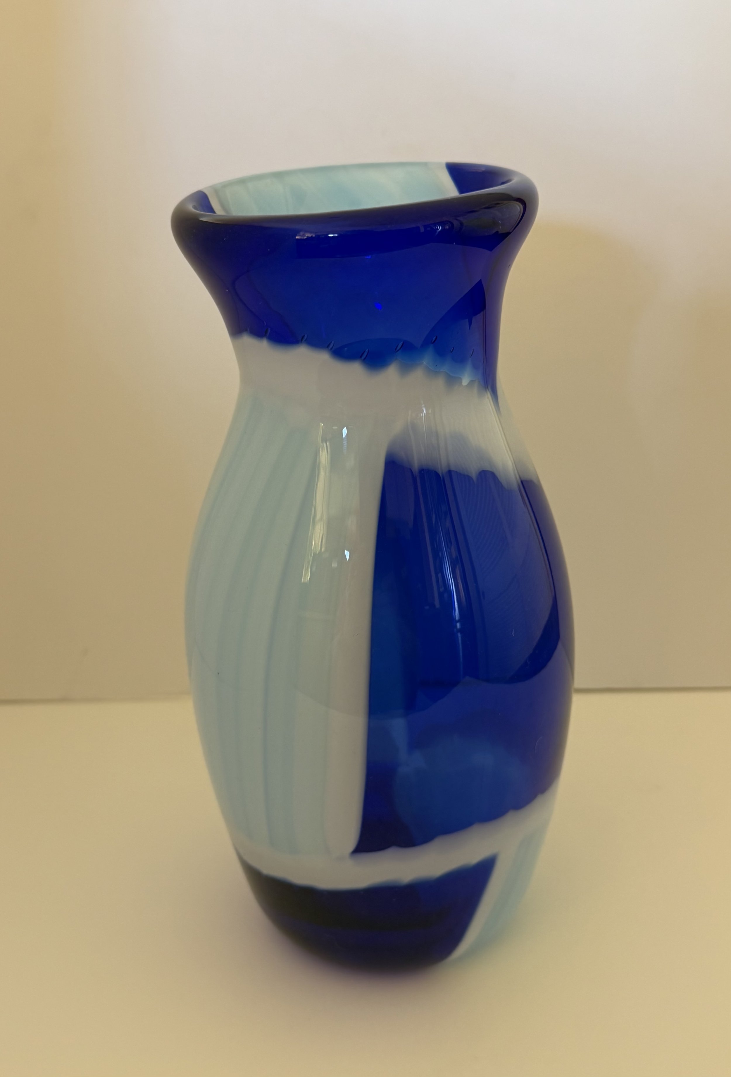 Cobalt blue and pale blue with white borders