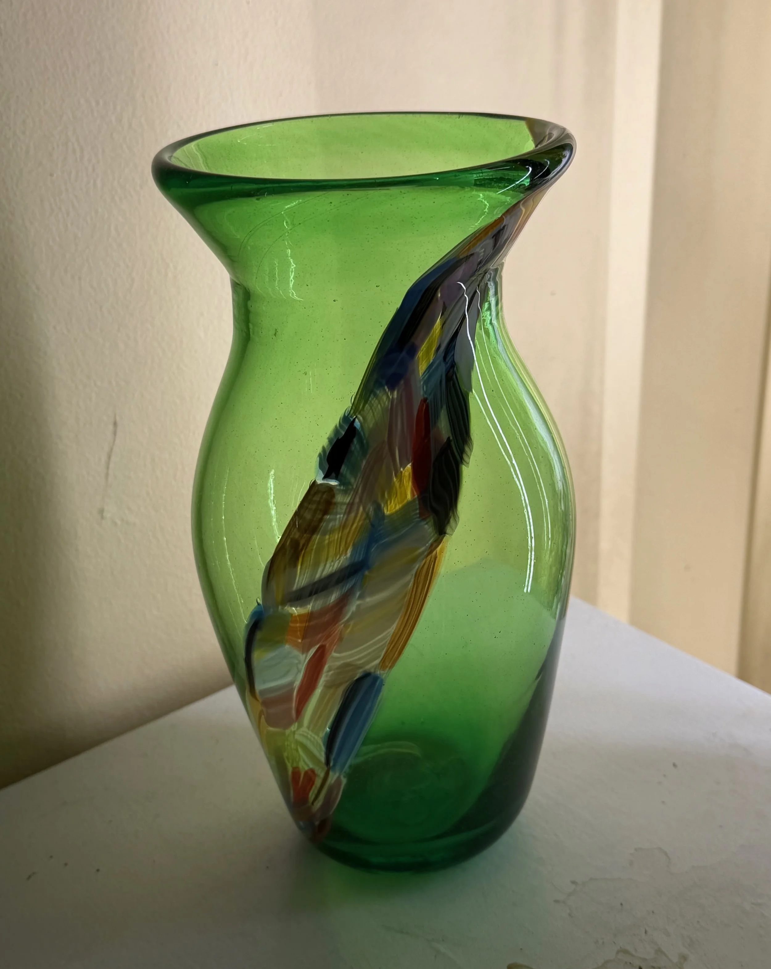 Green with millefiori stripe