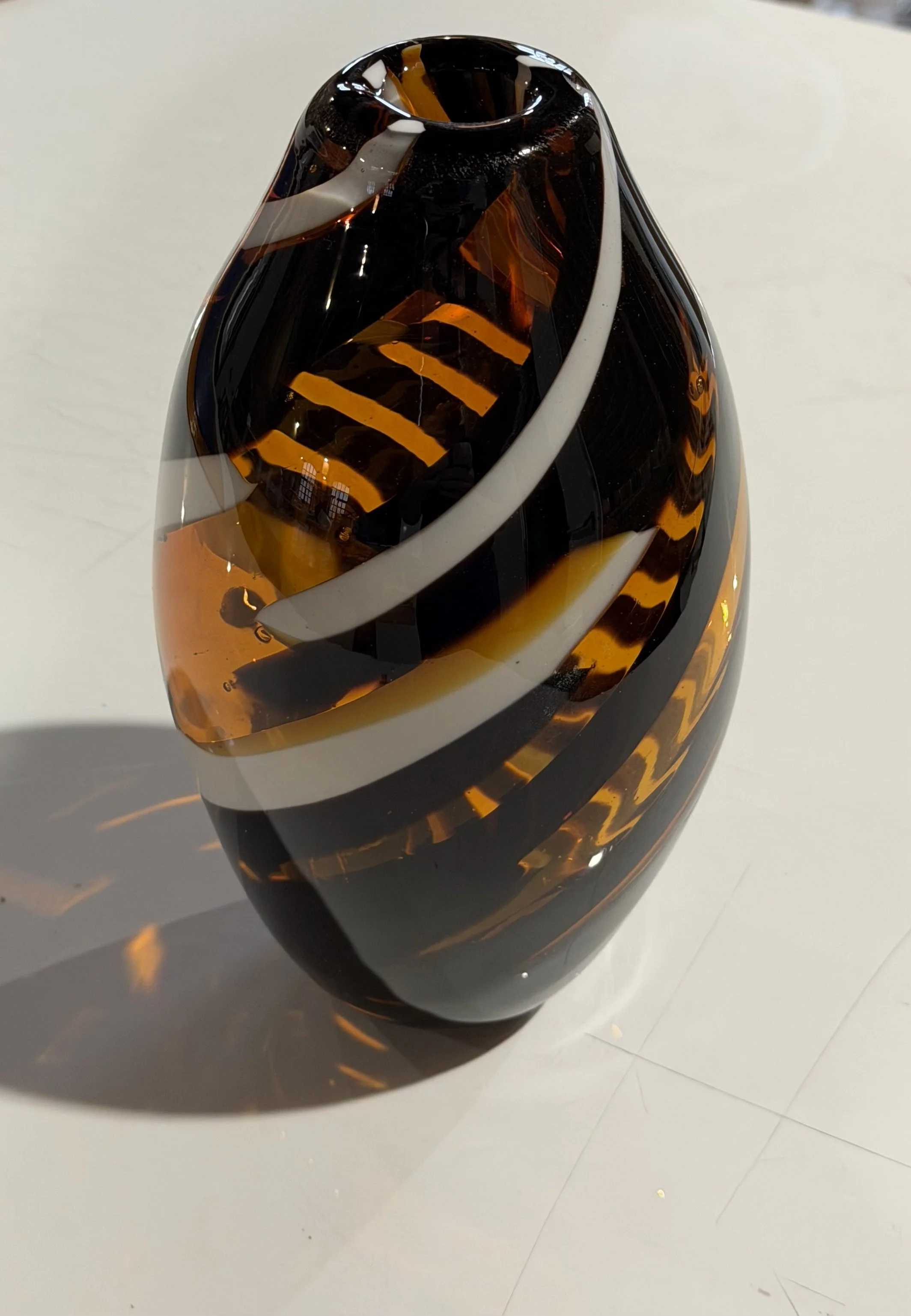 Handblown glass vase known as The Tiger, from the Artist’s Collection.