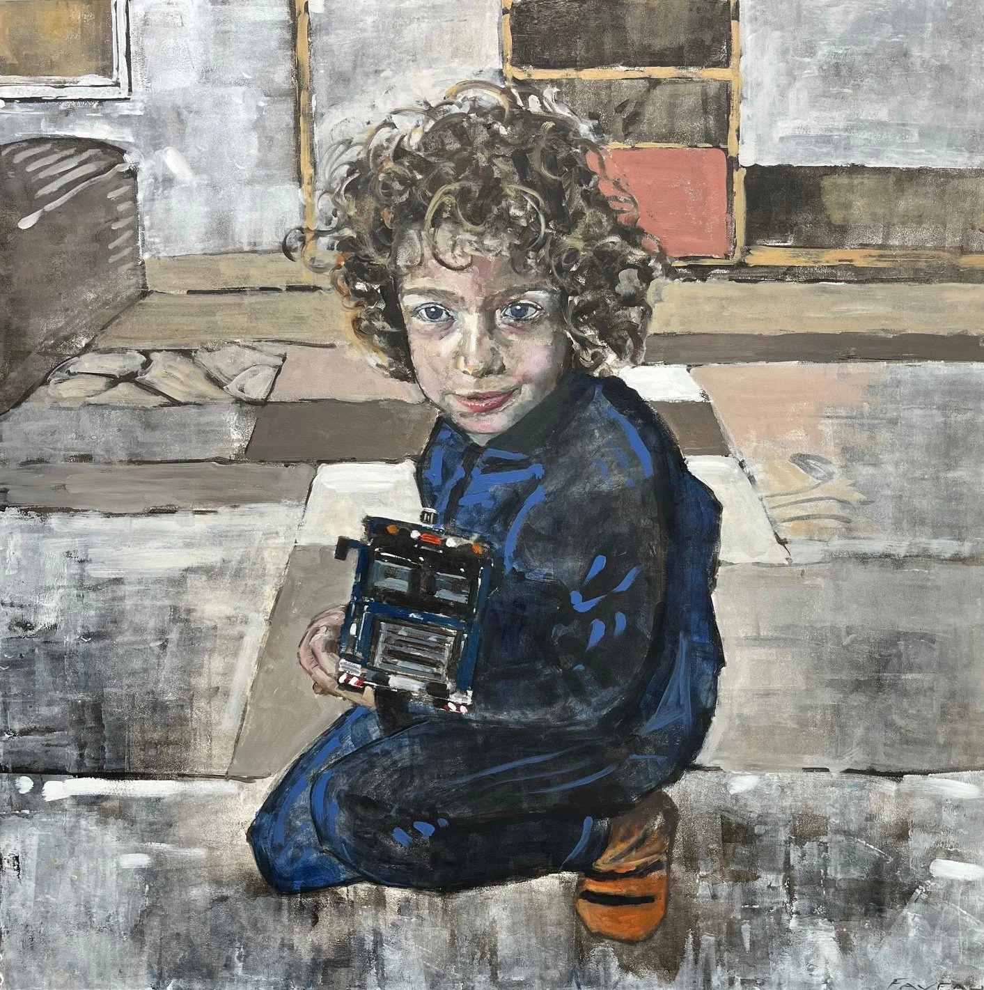 Le camion Lego - 100 x 100 cm - Huile sur bois