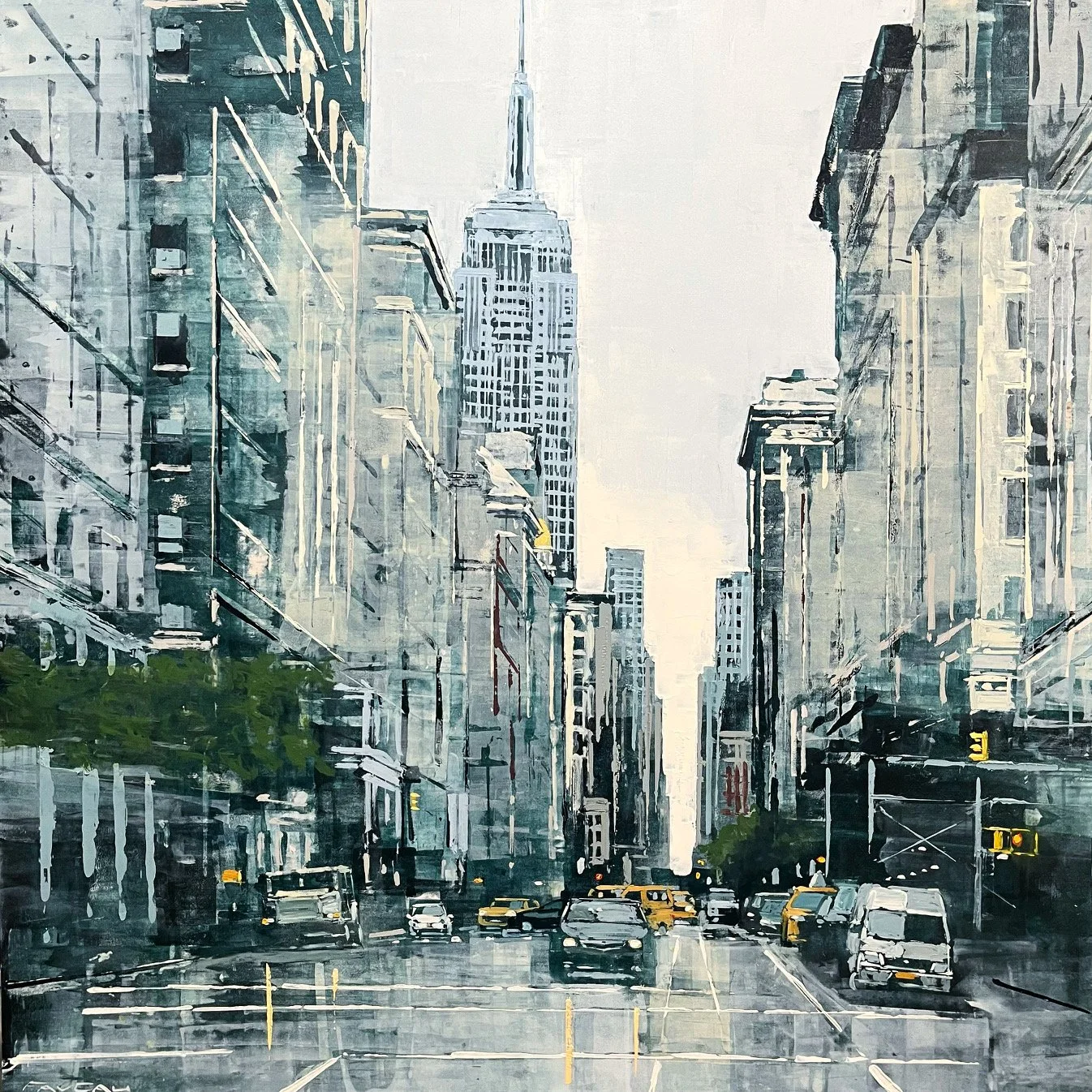 Fifth Avenue - 100 x 100 cm - Huile sur bois