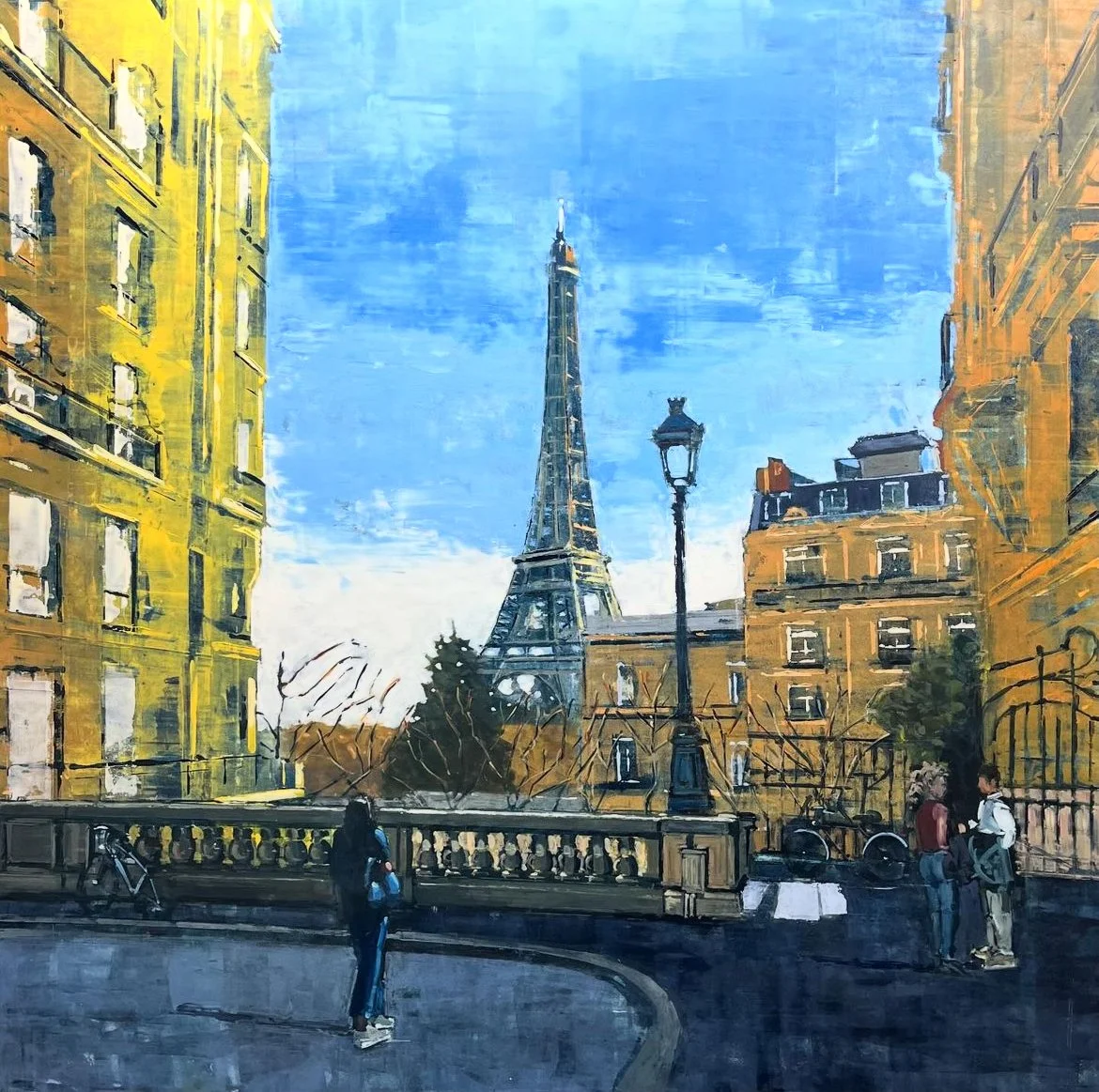 Paris view - 100 x 100 cm - Huile sur bois