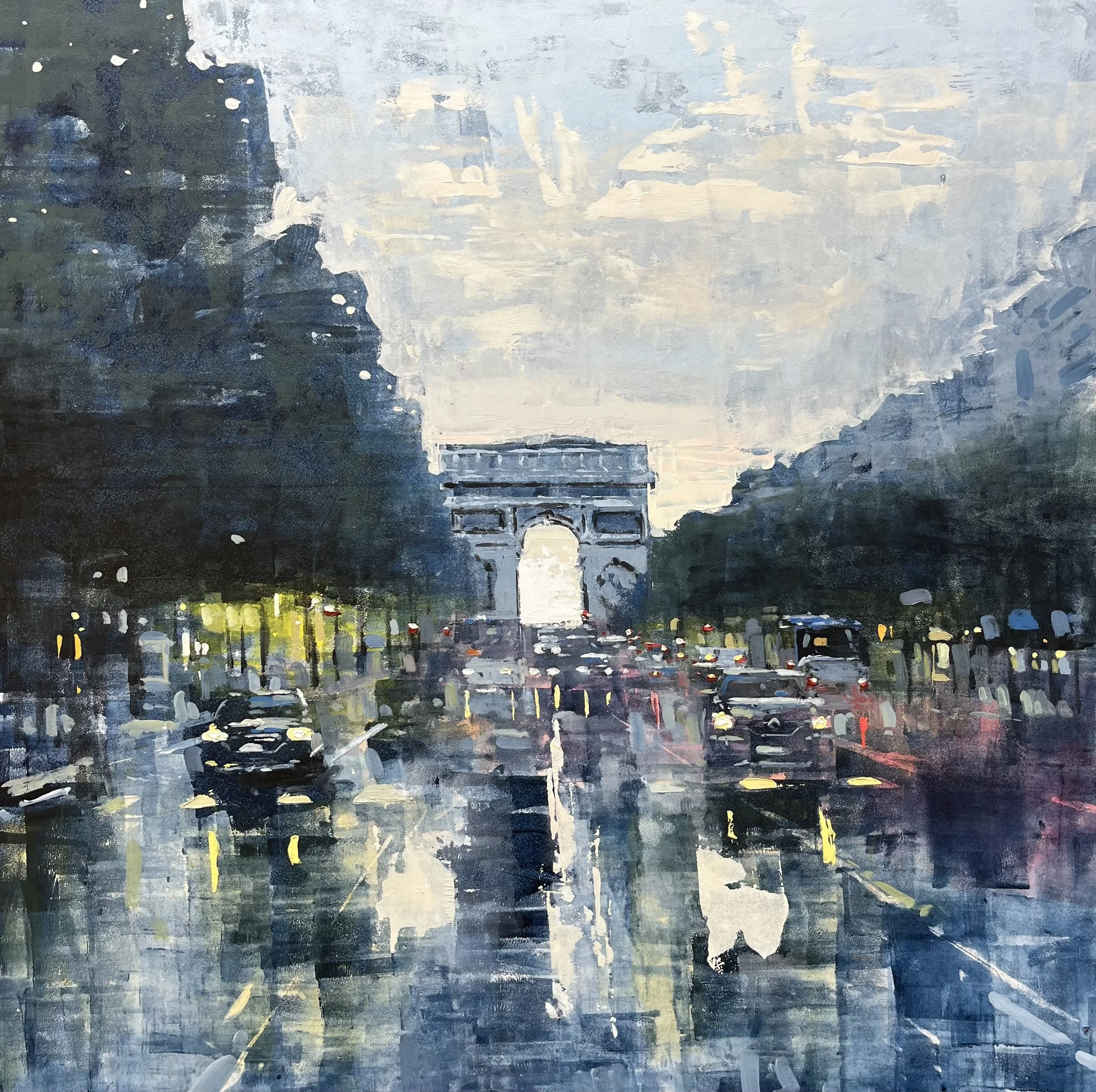 Champs-Elysées - 80 x 80 cm - Huile sur bois