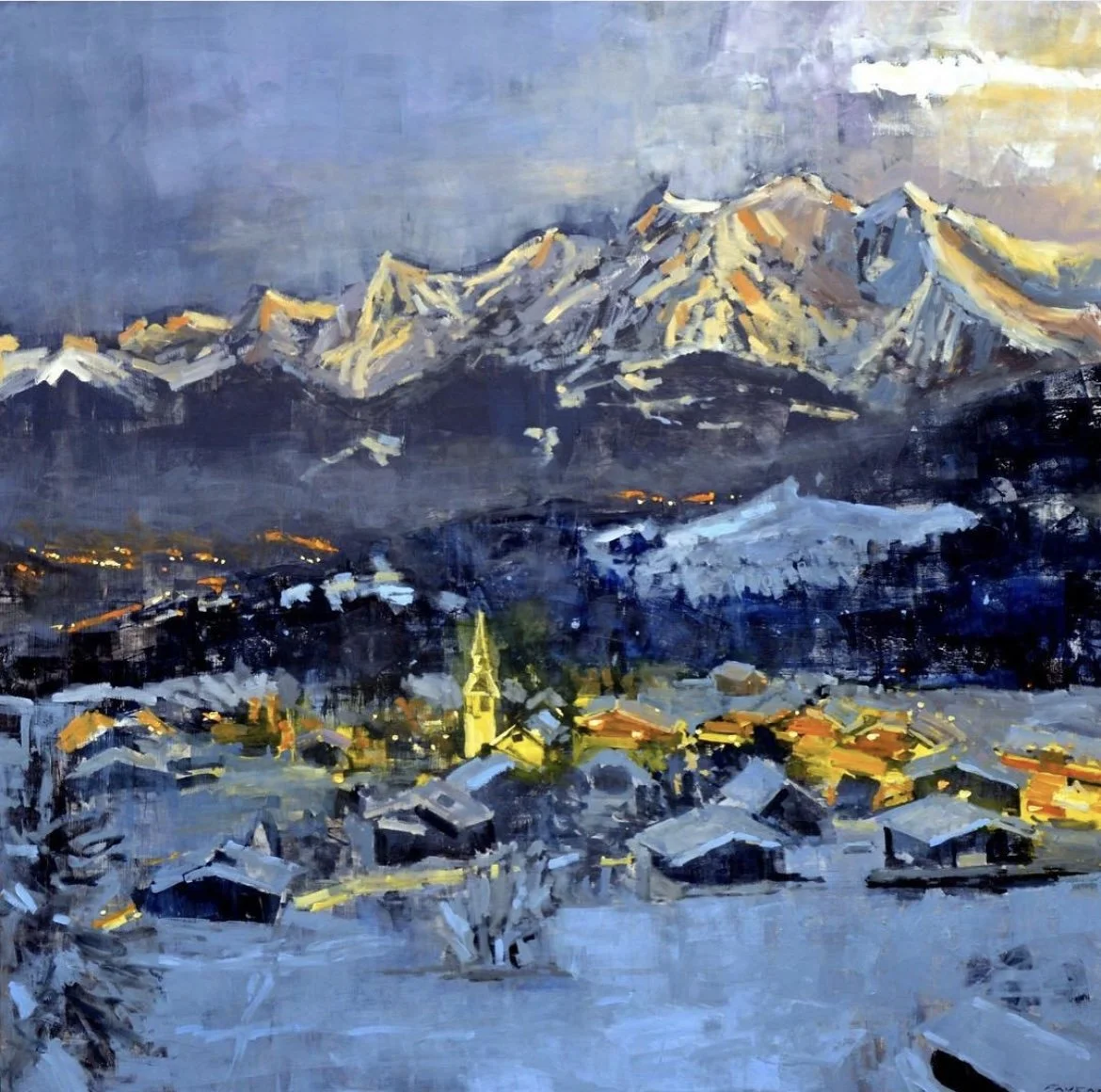 Mont-Blanc - 100 x 100 cm - Huile sur bois