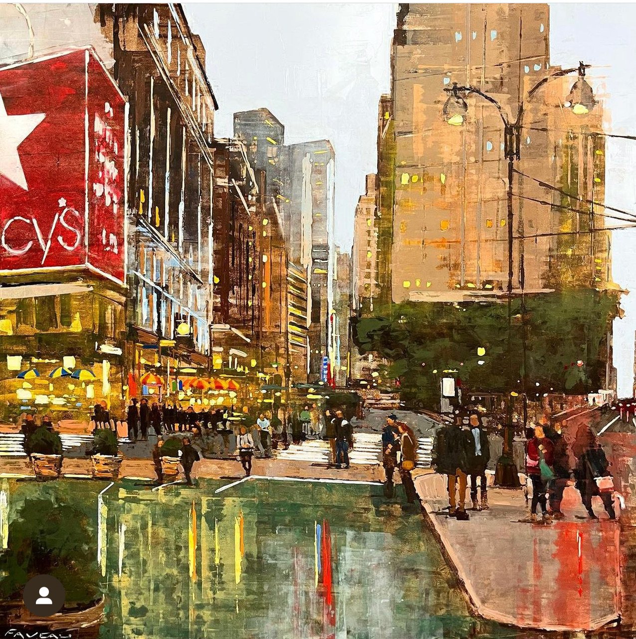Herald Square - 100 x 100 cm - Huile sur bois