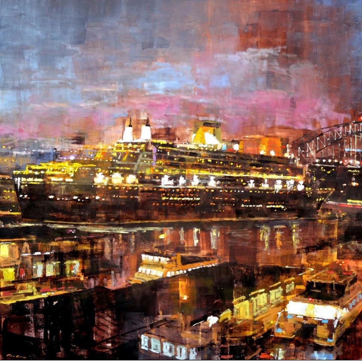 The Dock - 100 x 100 cm - Huile sur bois