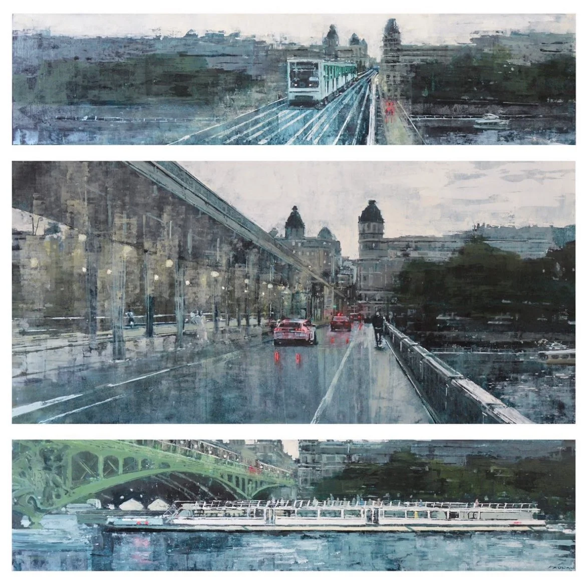 Pont de Bir-Hakeim - 150 x 150 cm - Huile sur bois