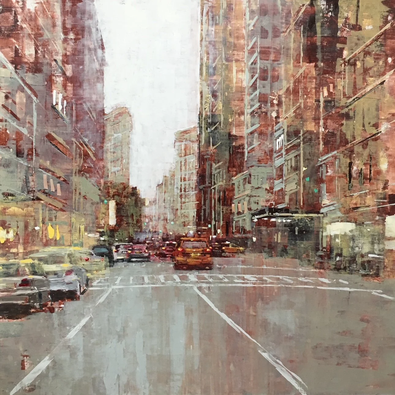 Autumn on 5th Avenue - 120 x 120 cm - Huile sur bois