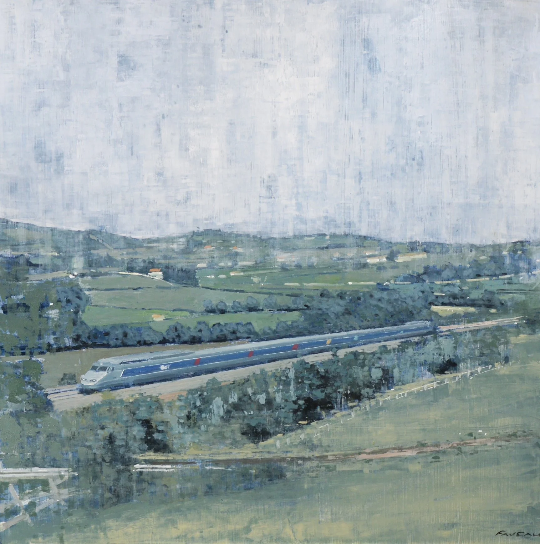Verdoyance argentée - 100 x 100 cm - Huile sur bois