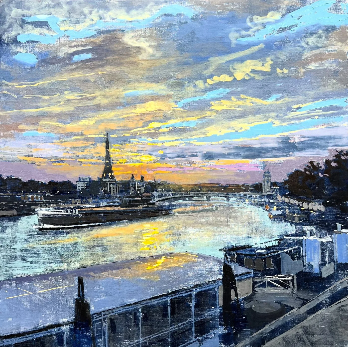 La Seine - 100 x 100 cm - Huile sur toile