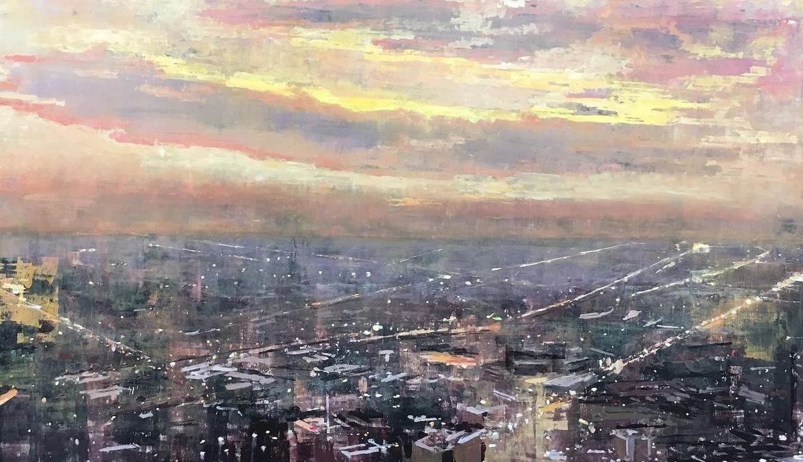 Landing to Chicago - 162 x 97 cm - Huile sur bois