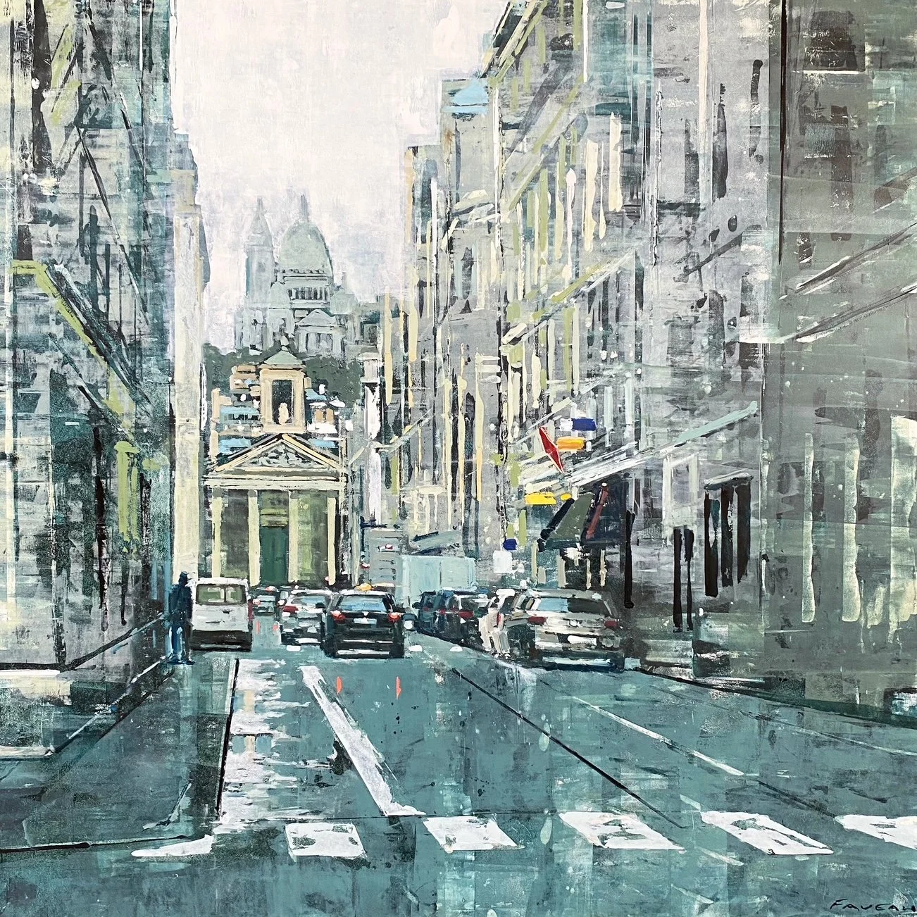 Rue Laffitte - 100 x 100 cm - Huile sur bois