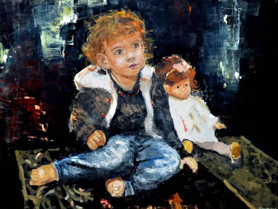 Childhood -  81  x 60 cm - Huile sur bois