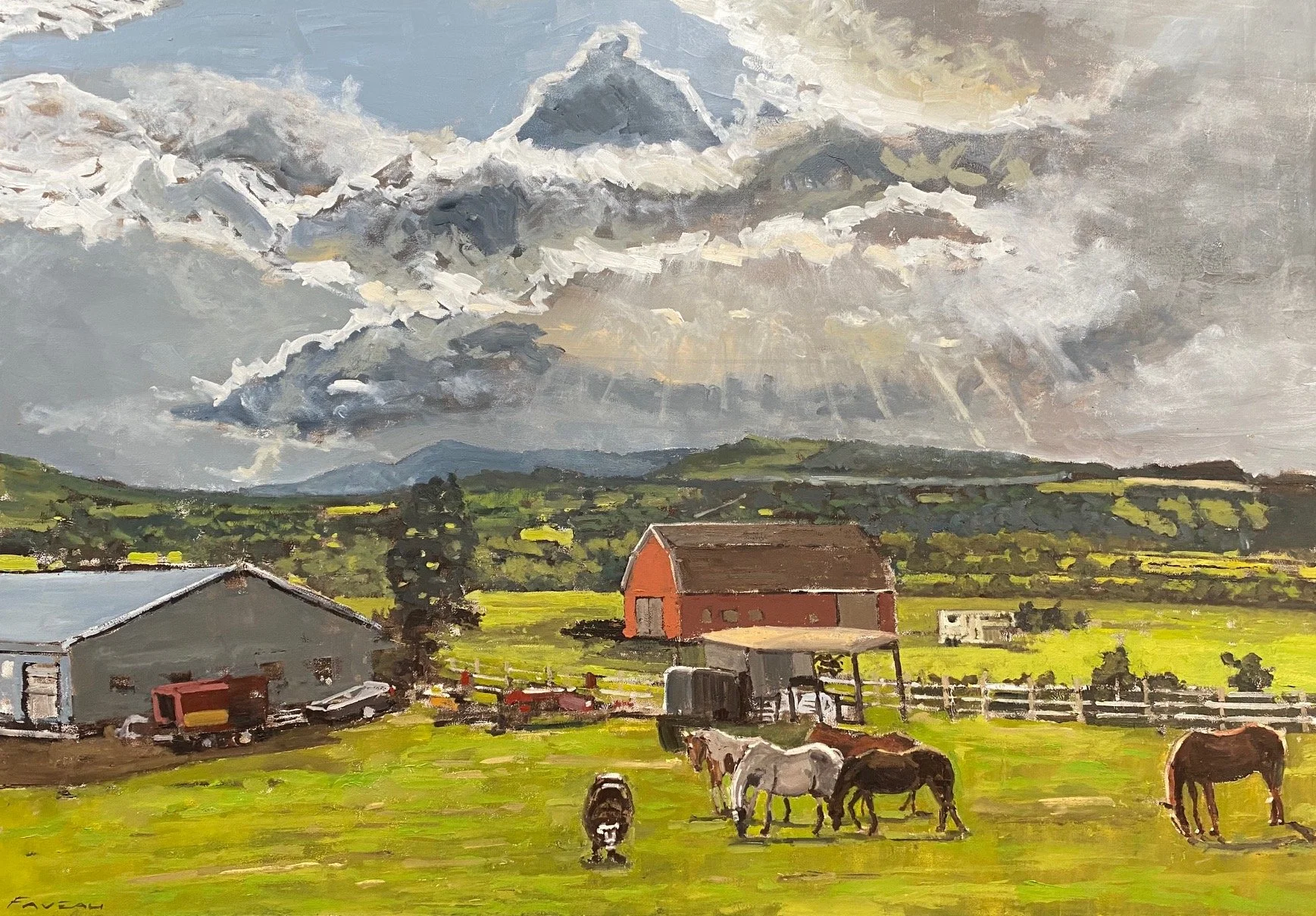 American Farm - 130 x 81 cm - Huile sur bois