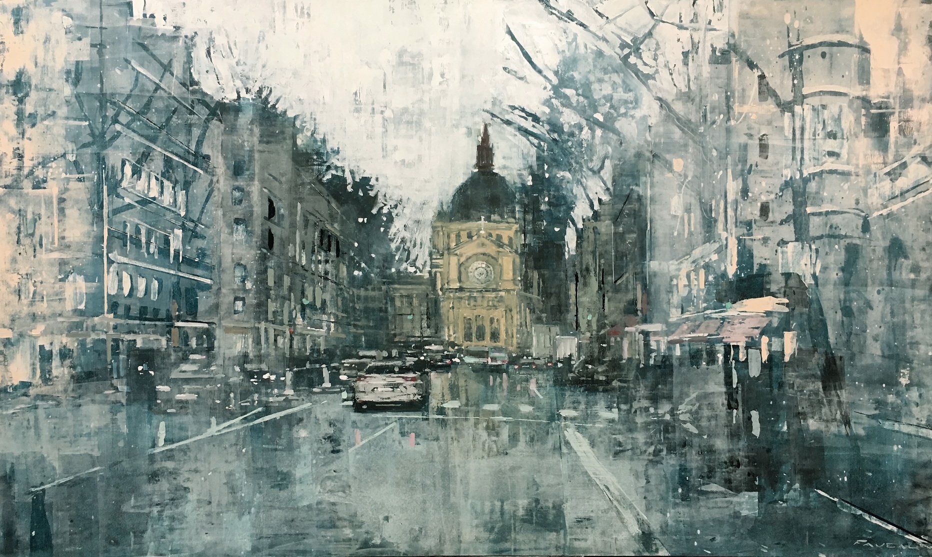 Boulevard Malesherbes - 162 x 97 cm - Huile sur bois