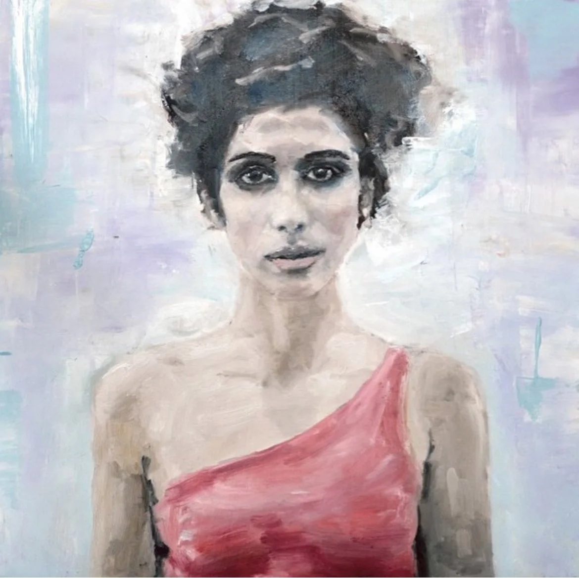 The model - 36 x 36 cm - Huile sur bois