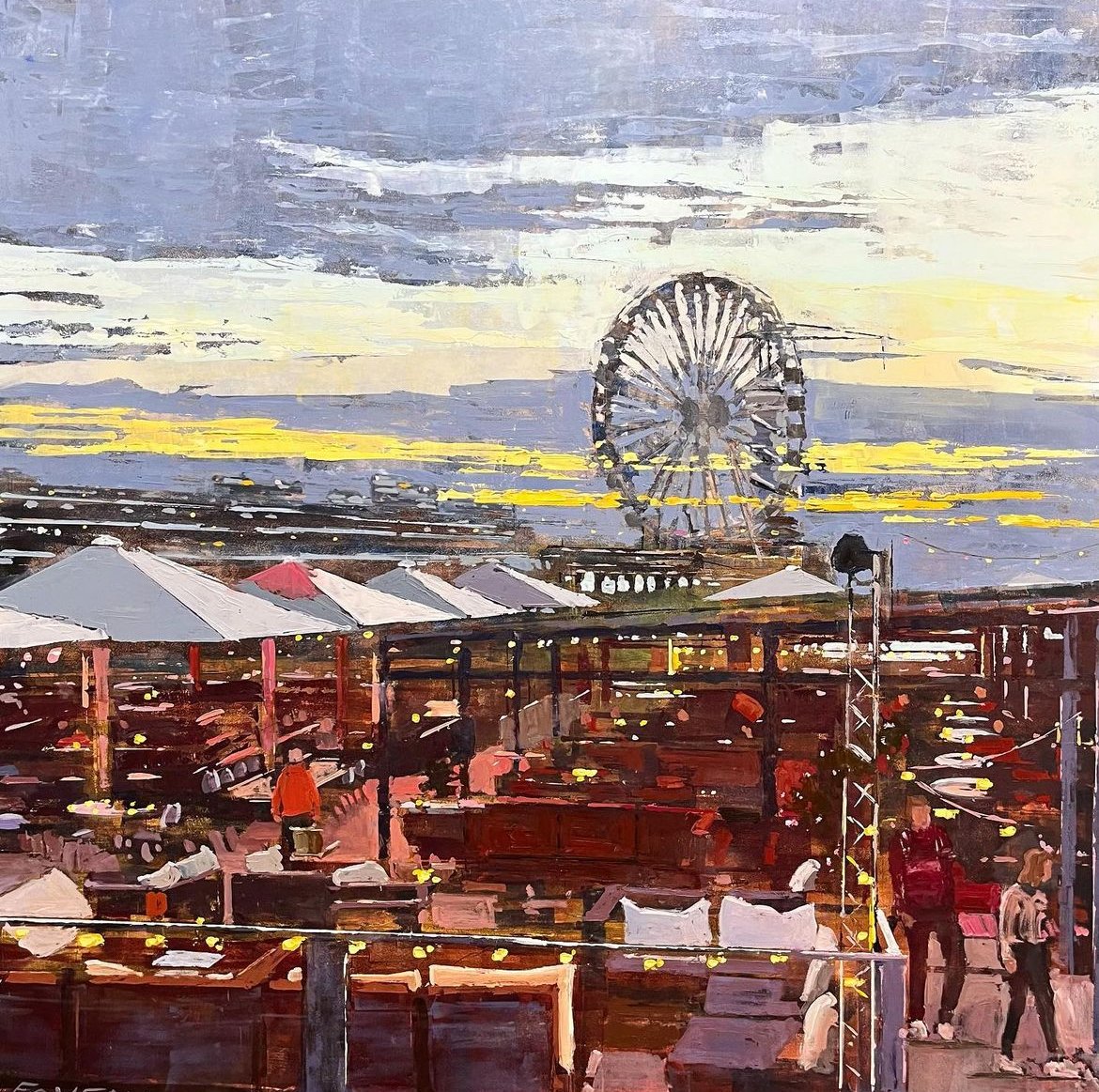 Scheveningen Beach - 80 x 80 cm - Huile sur bois