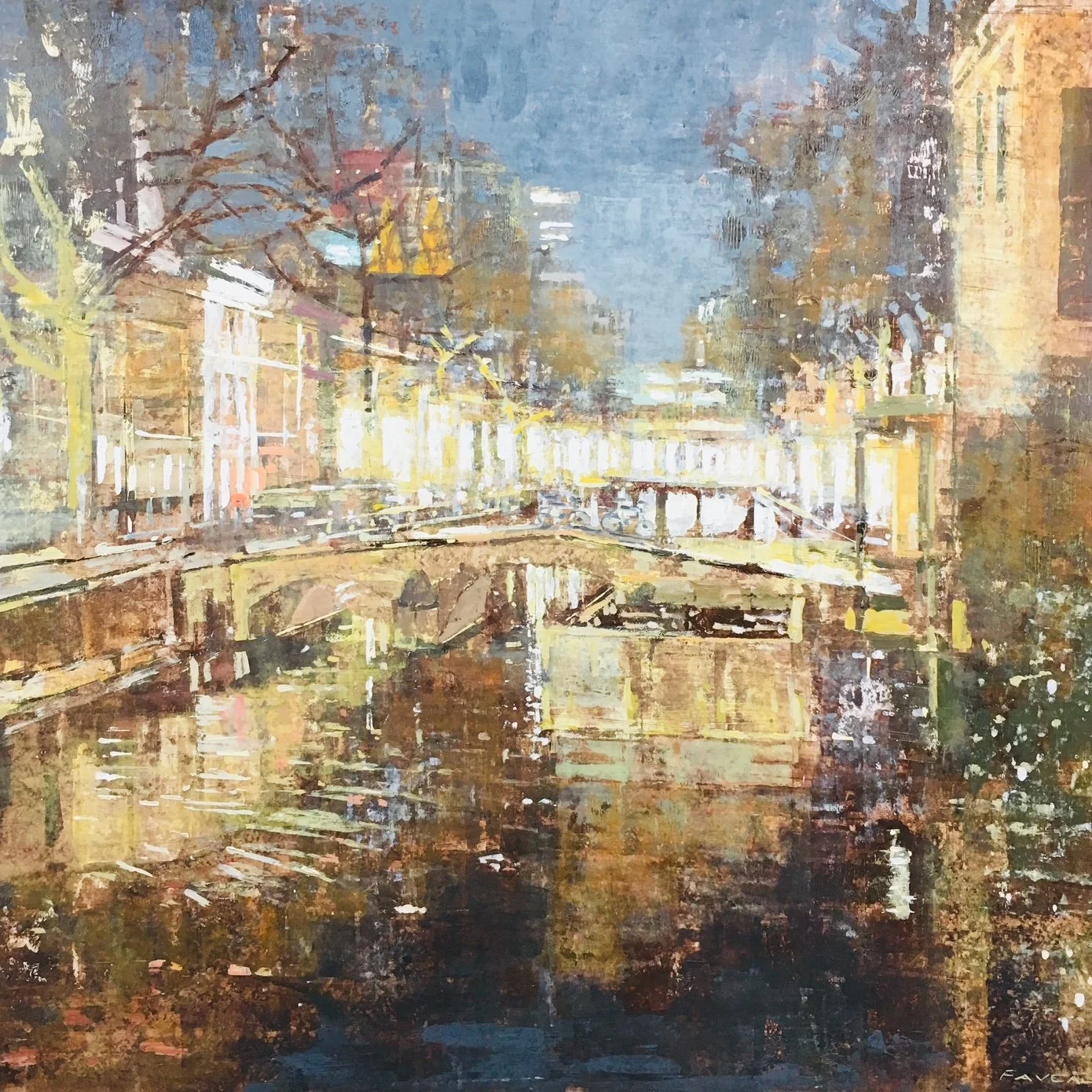 Maliestraat Lights - 100 x 100 cm - Huile sur bois