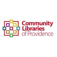 Logo of Community Libraries of Providence with colorful interconnected squares.