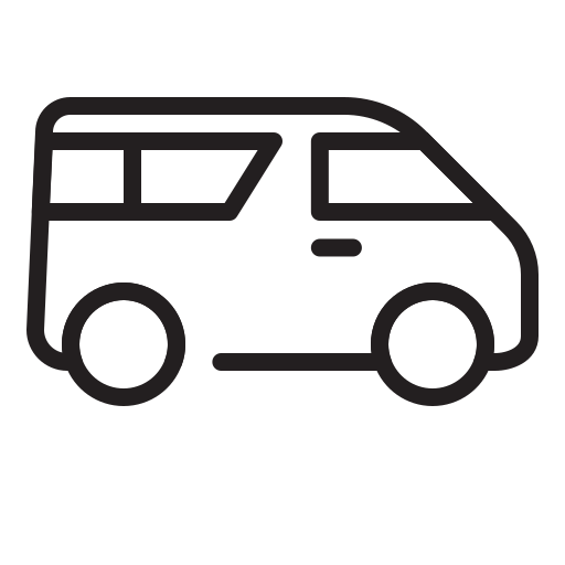 Outline of a van or minivan in black