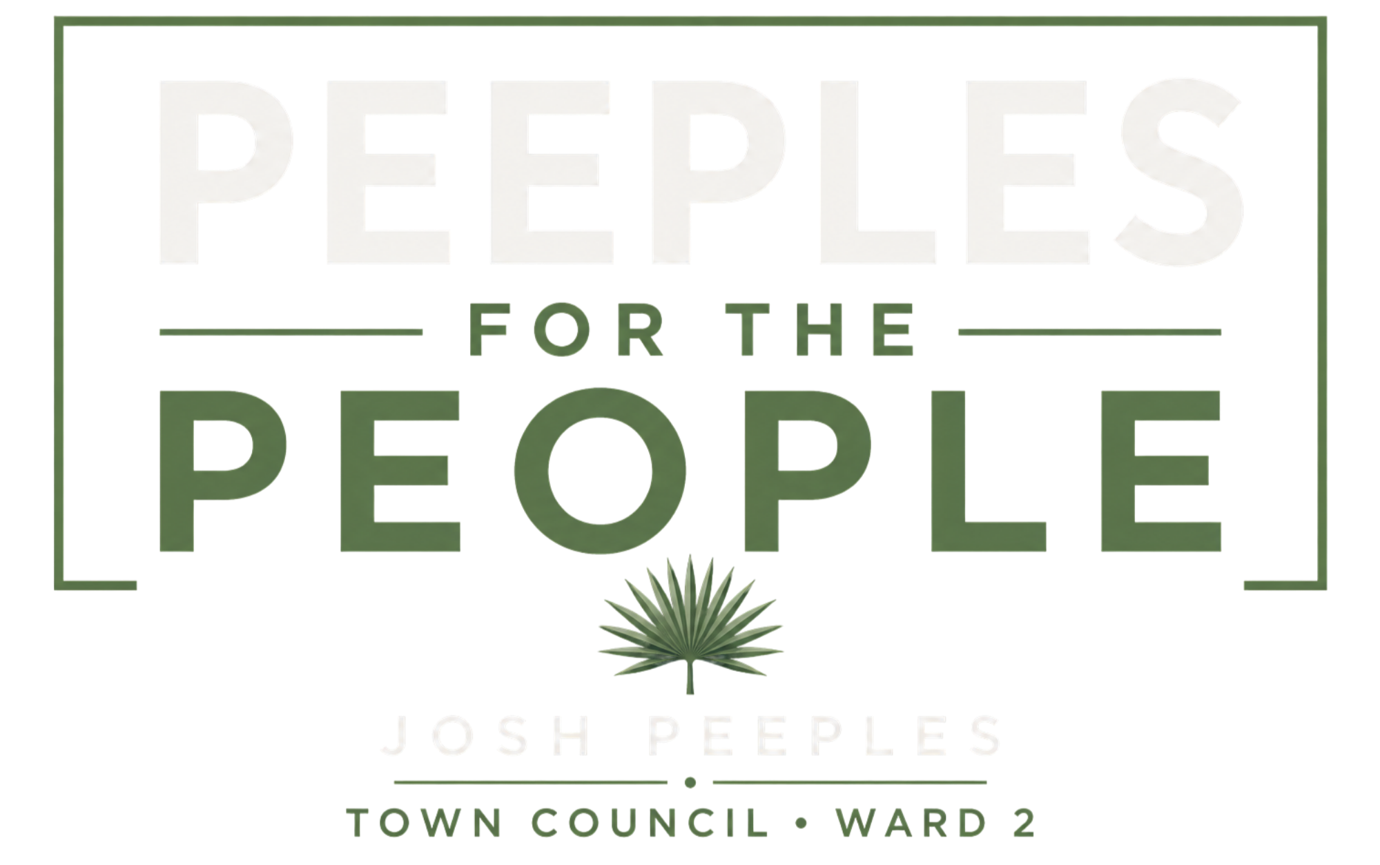 A colorful neon sign reading "PEP'S FOR THE PEOPLE" with a green border, a small plant at the bottom, and text indicating it's for a location in Town Council Ward 2.