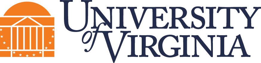 University of Virginia logo featuring an orange depiction of the Rotunda building and blue text.