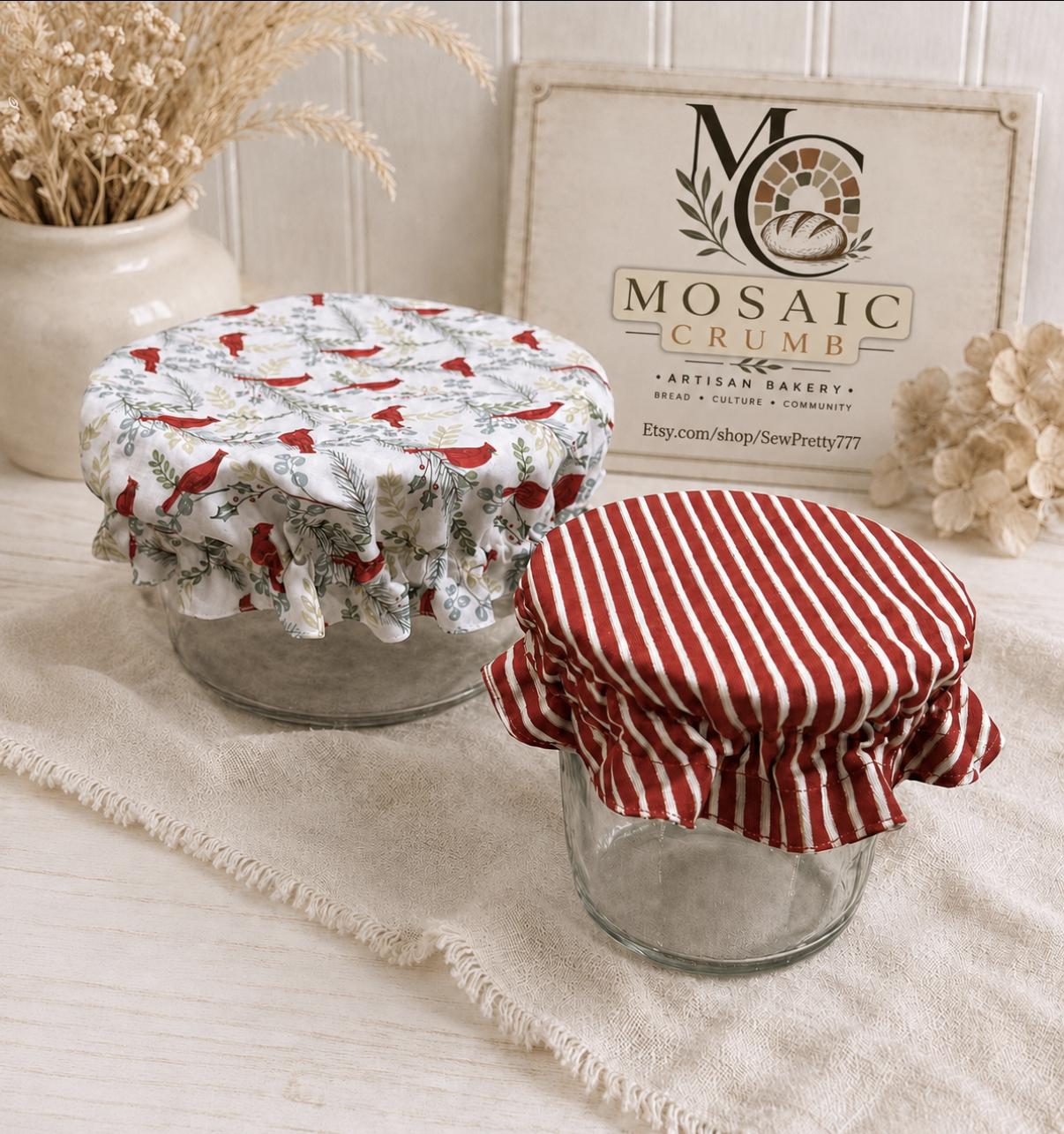 Reusable fabric Bowl Covers - Set of 2