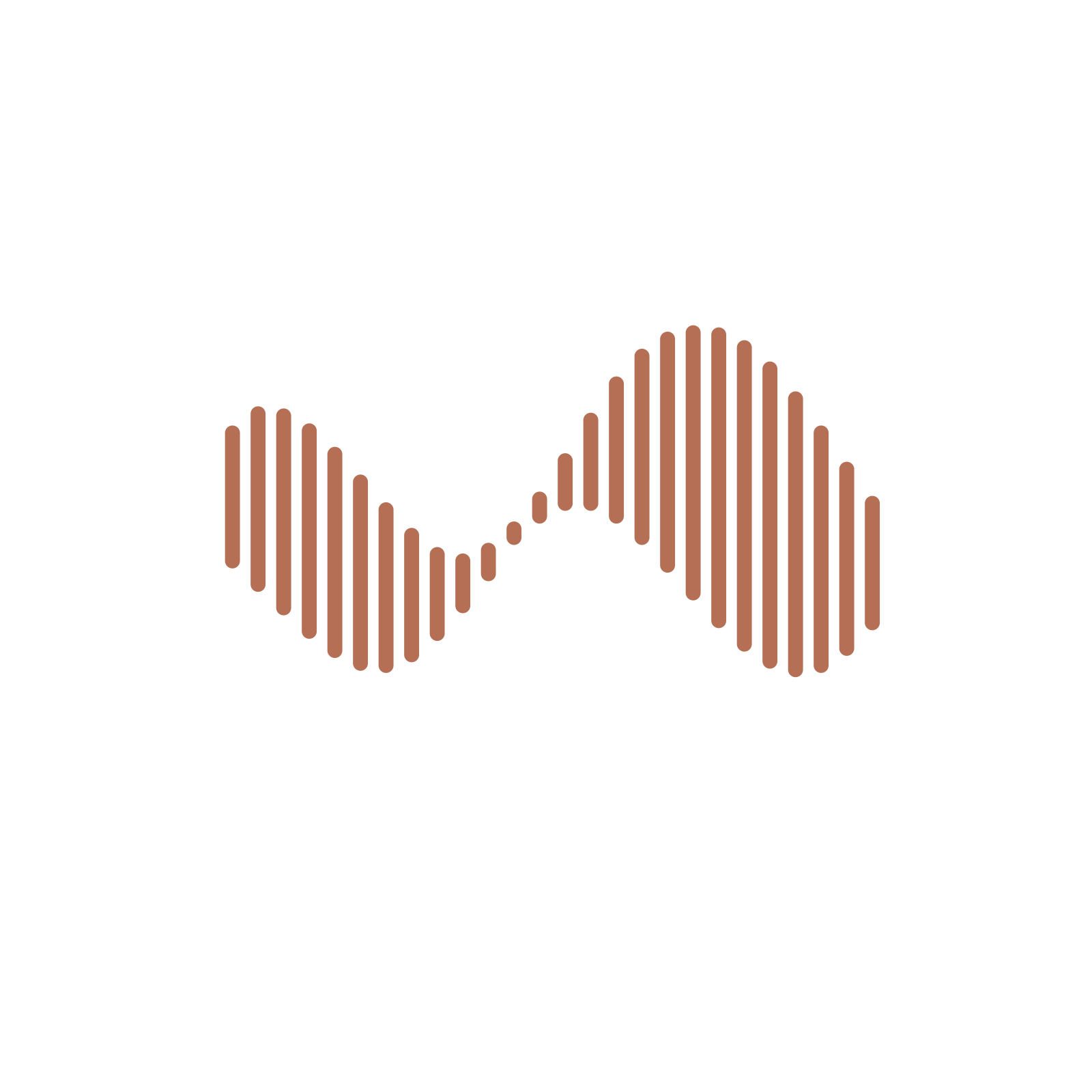 Ondas en forma de infinito en tonos marrones sobre fondo negro, representando una señal de audio o sonido.