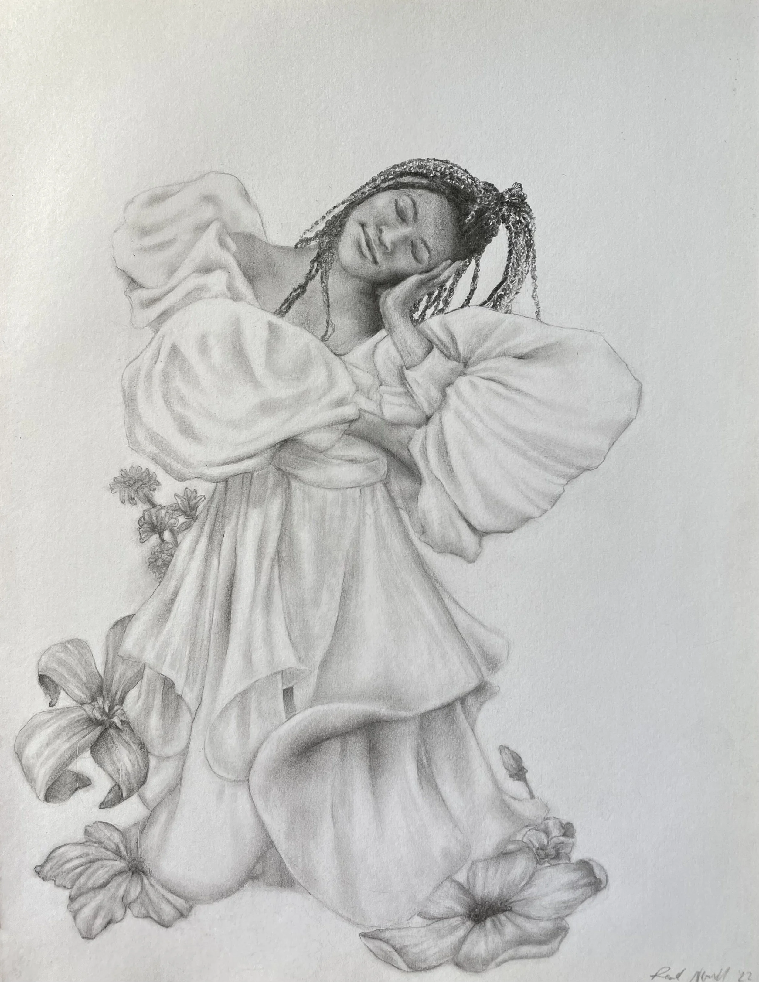 "floating dream" pencil on paper 2022