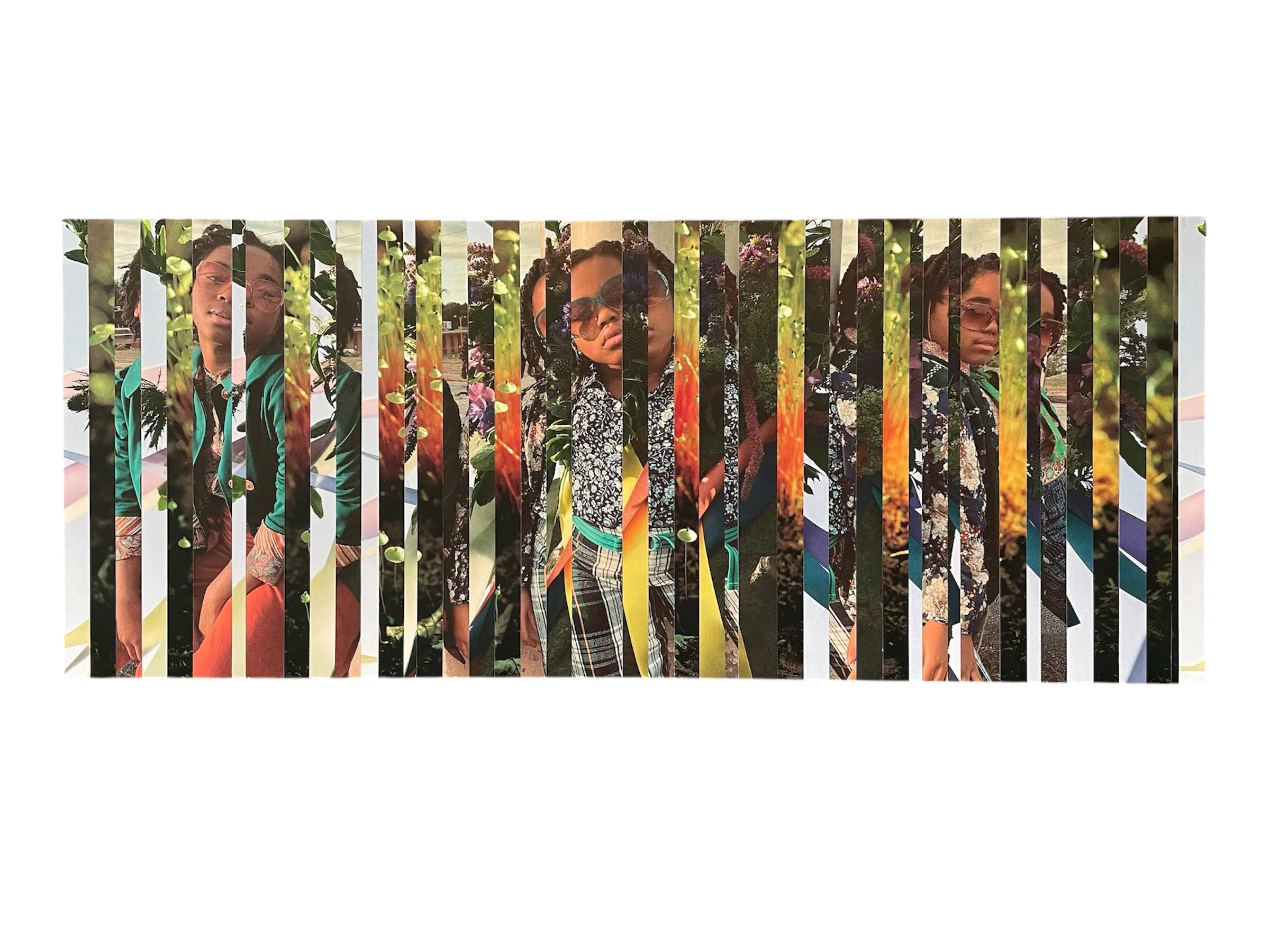 "the future looks bright" collage on board 9 x 22" 2021